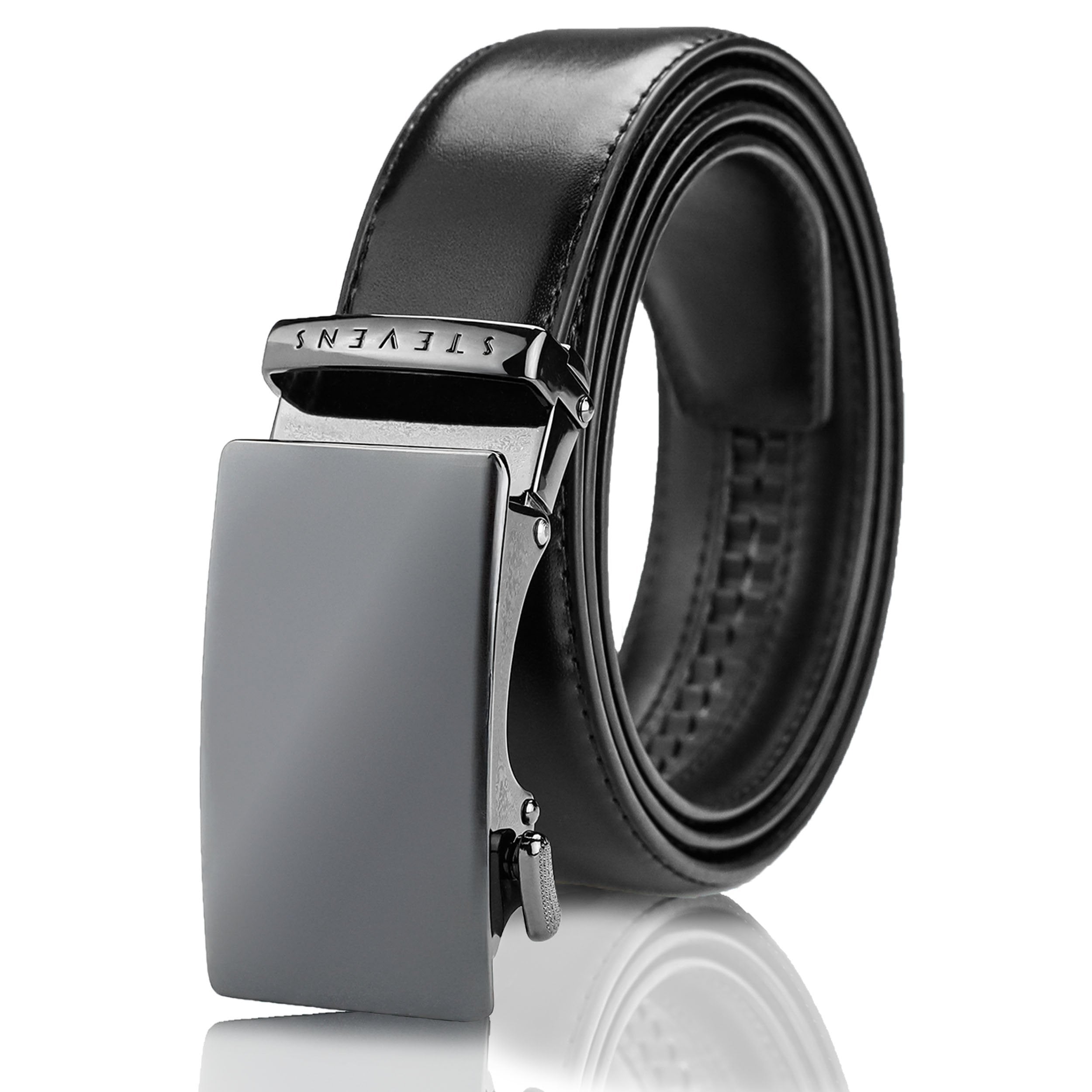 Vīriešu josta Stevens, melna, dabīgā āda, automātiska sprādze 2508