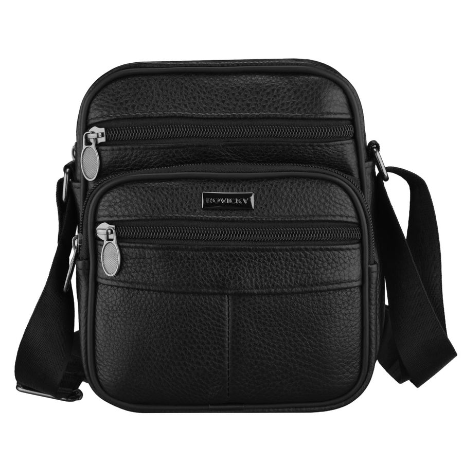 Vīriešu dabīgās ādas plecu soma „Rovicky“, melna, ar rāvējslēdzēju