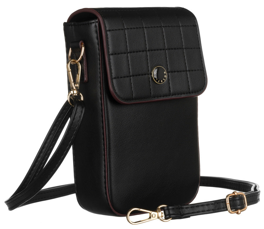 Sieviešu mini rokassomiņa-maks "Peterson", ekoloģiskā āda, melna krāsa RM33