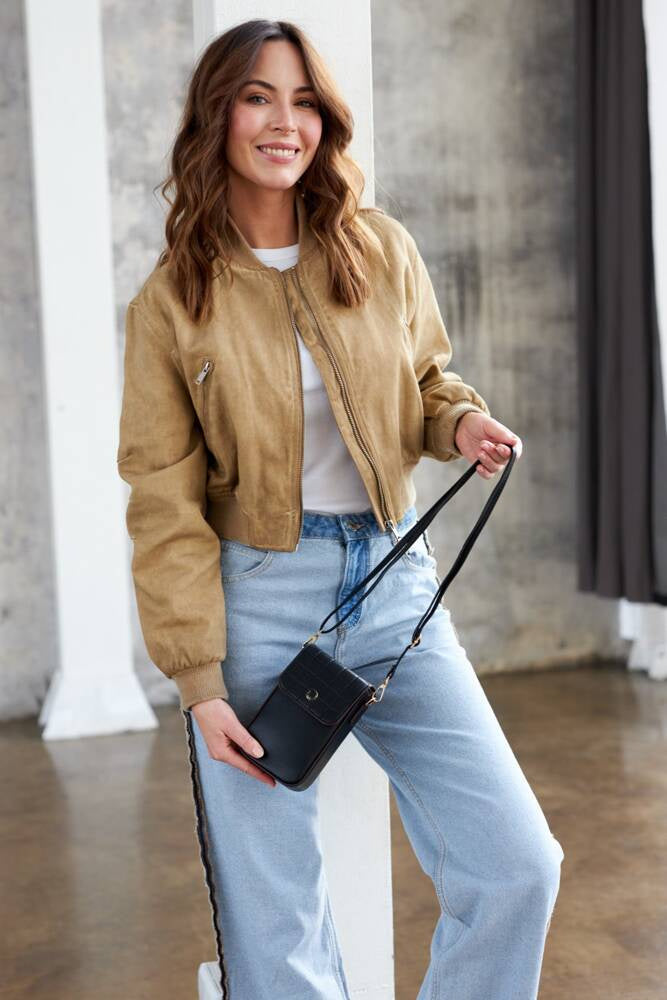 Sieviešu mini rokassomiņa-maks "Peterson", ekoloģiskā āda, melna krāsa RM33