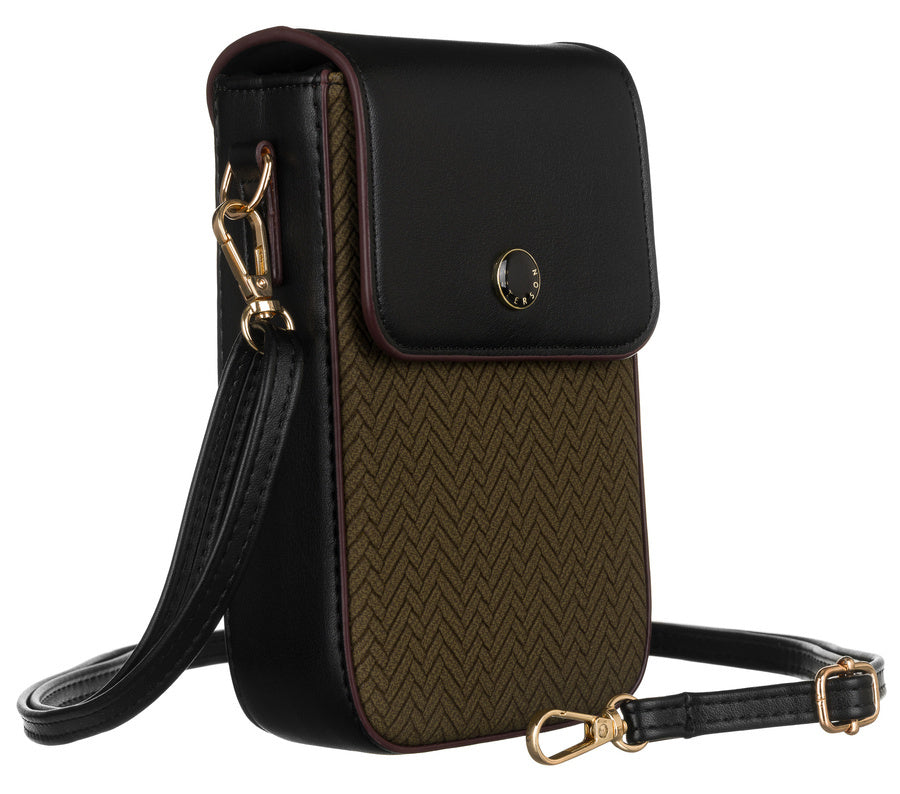 Peterson sieviešu mini somiņa-maciņš no eko ādas ar dekoratīvu atloku, melns RM31