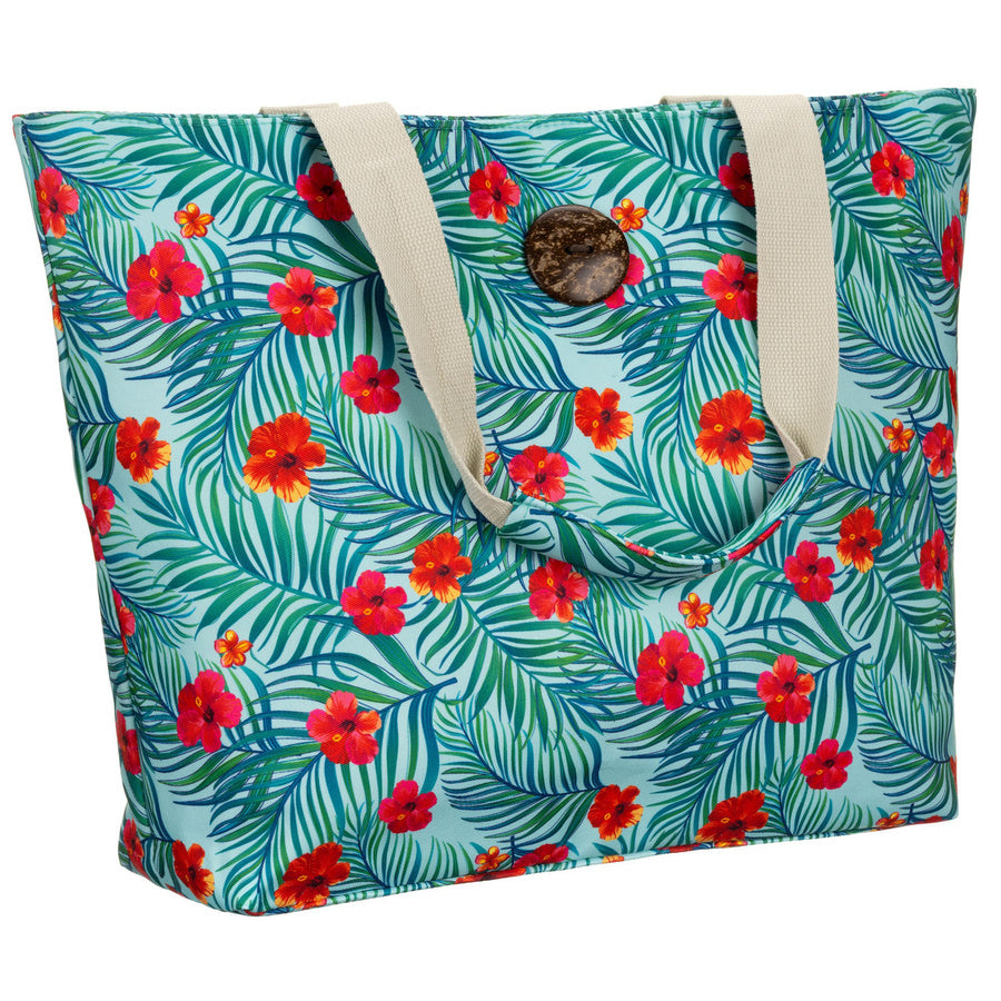 Moteriška shopper tipo rankinė su gėlių raštu ir patogiomis rankenomis DS48