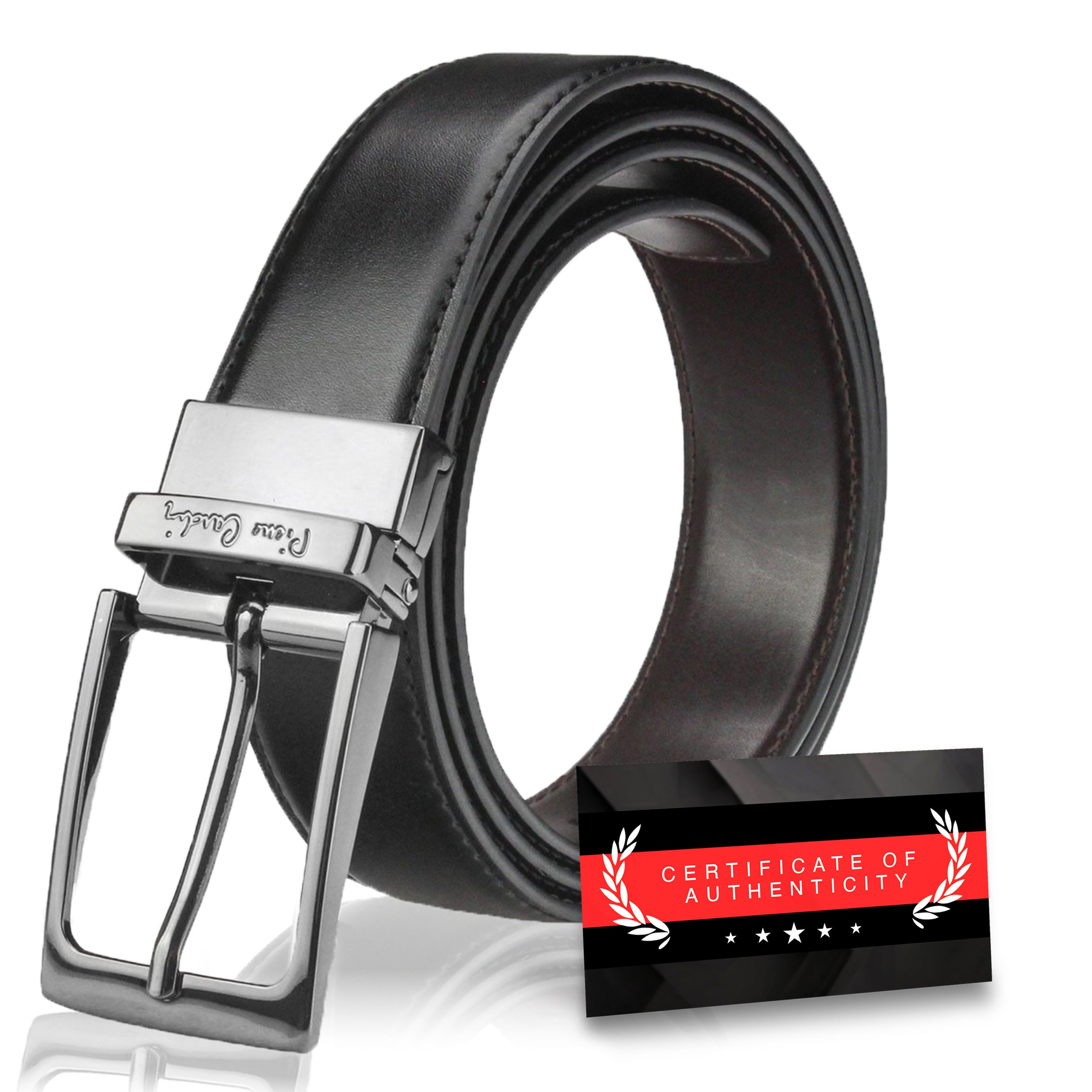 Vīriešu josta Pierre Cardin 130 cm, melna/brūna, divpusēja