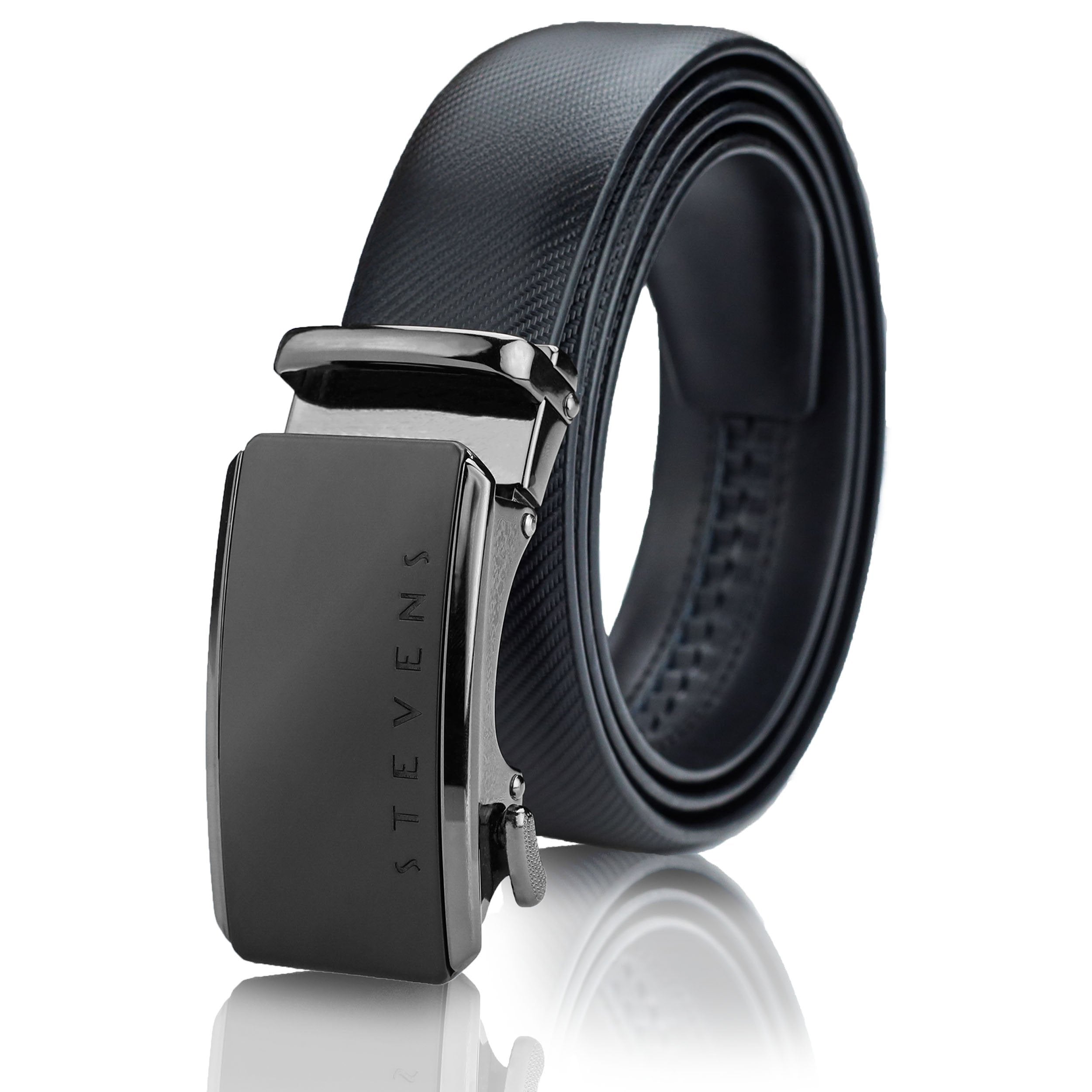 Vīriešu ādas josta Stevens, melna, automātiskā sprādze 2504