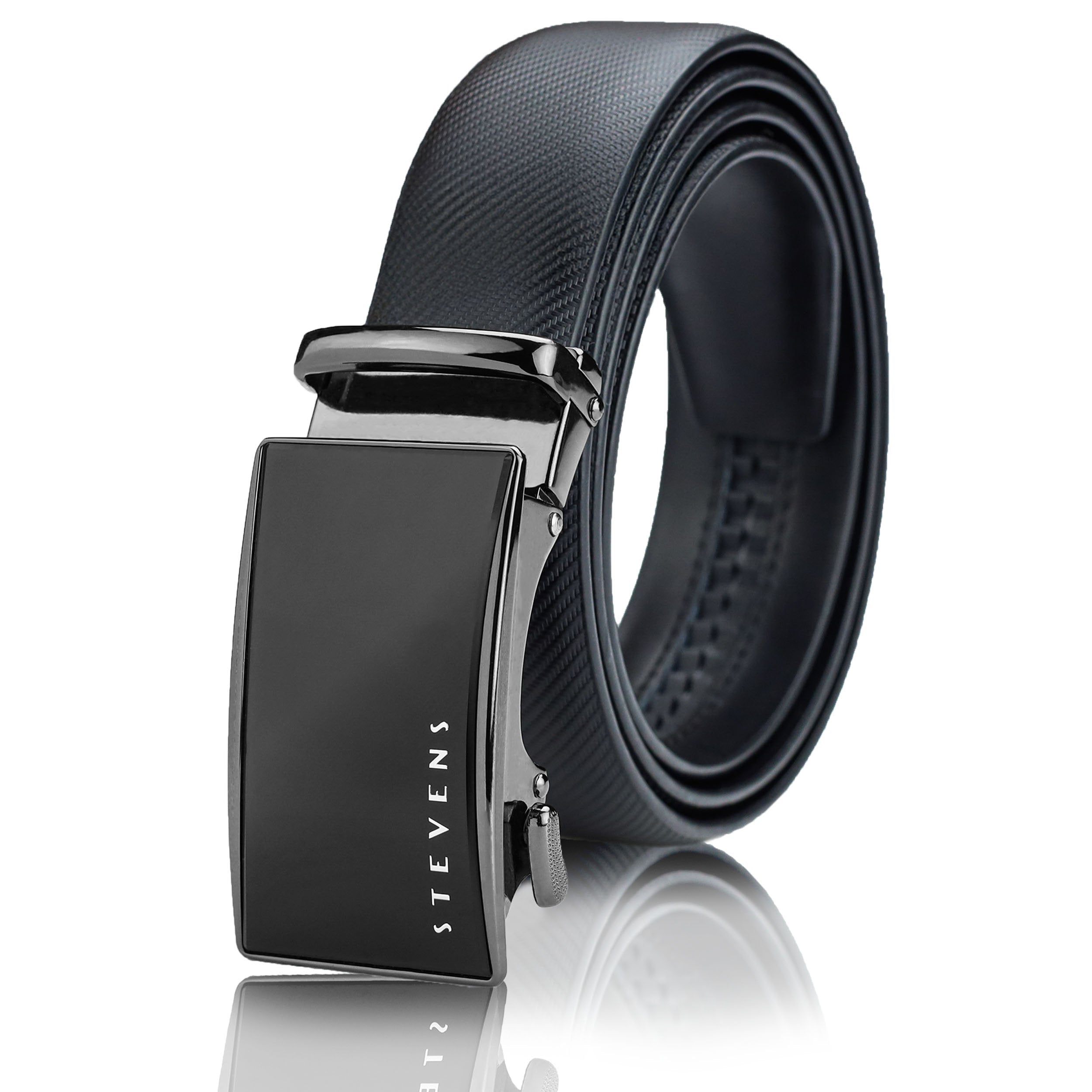 Vīriešu ādas josta Stevens, melna, automātiskā sprādze 2505