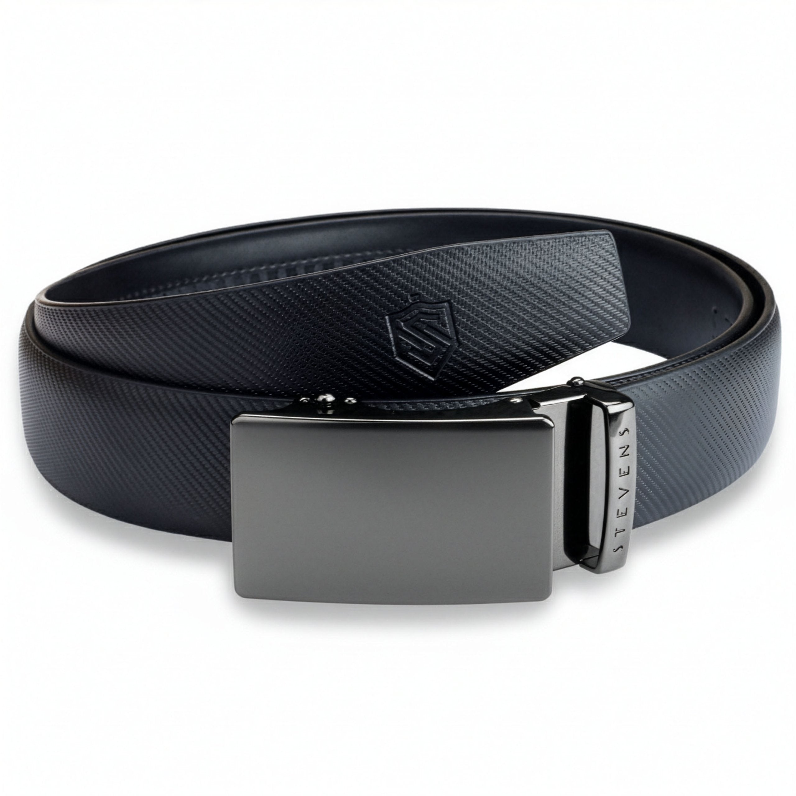 Vīriešu ādas josta Stevens, melna, ar automātisko sprādzi 2508