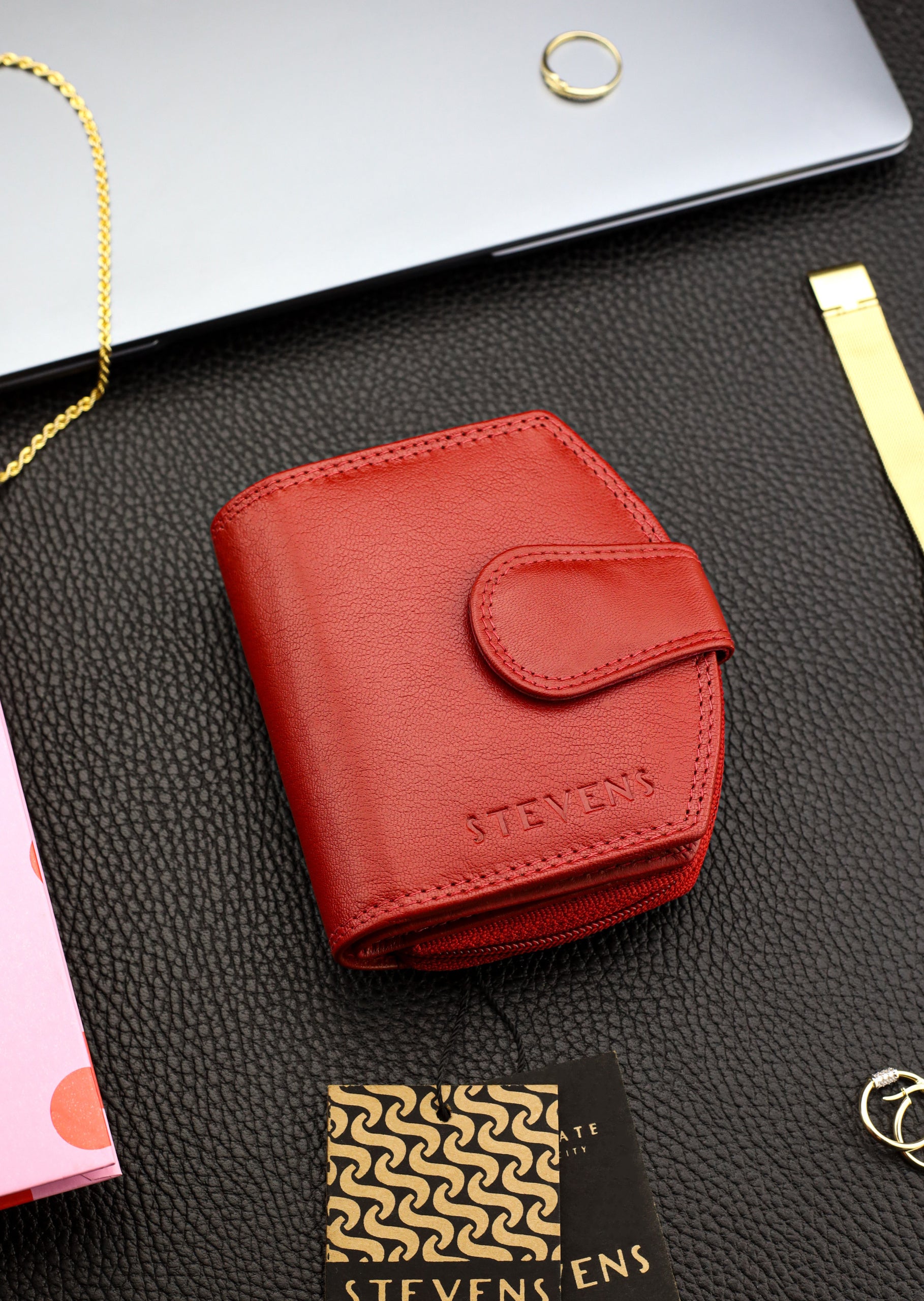 Stevens sieviešu maks, sarkans, ar RFID aizsardzību