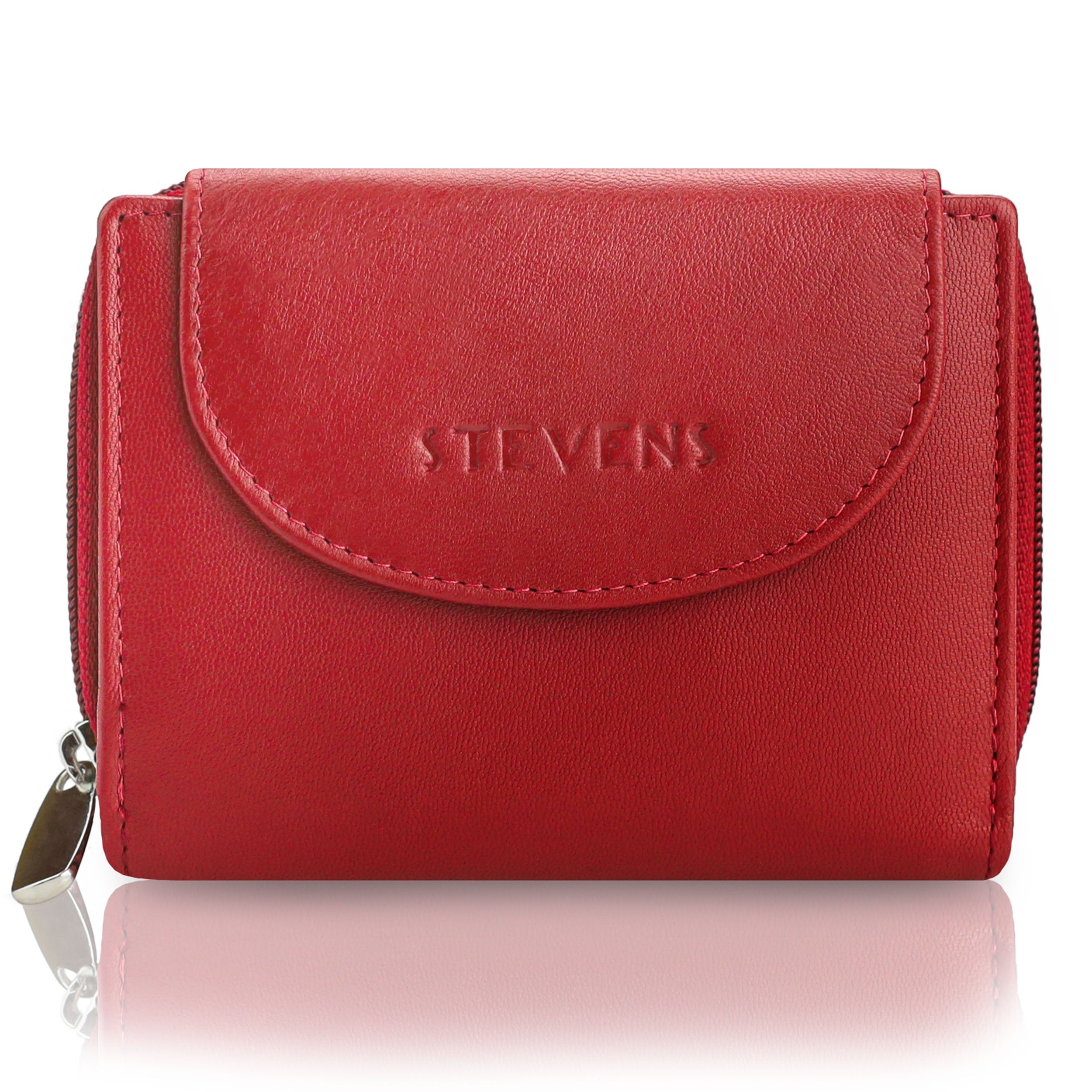 Sieviešu ādas maks Stevens, sarkans, ar RFID aizsardzību Z01-D03