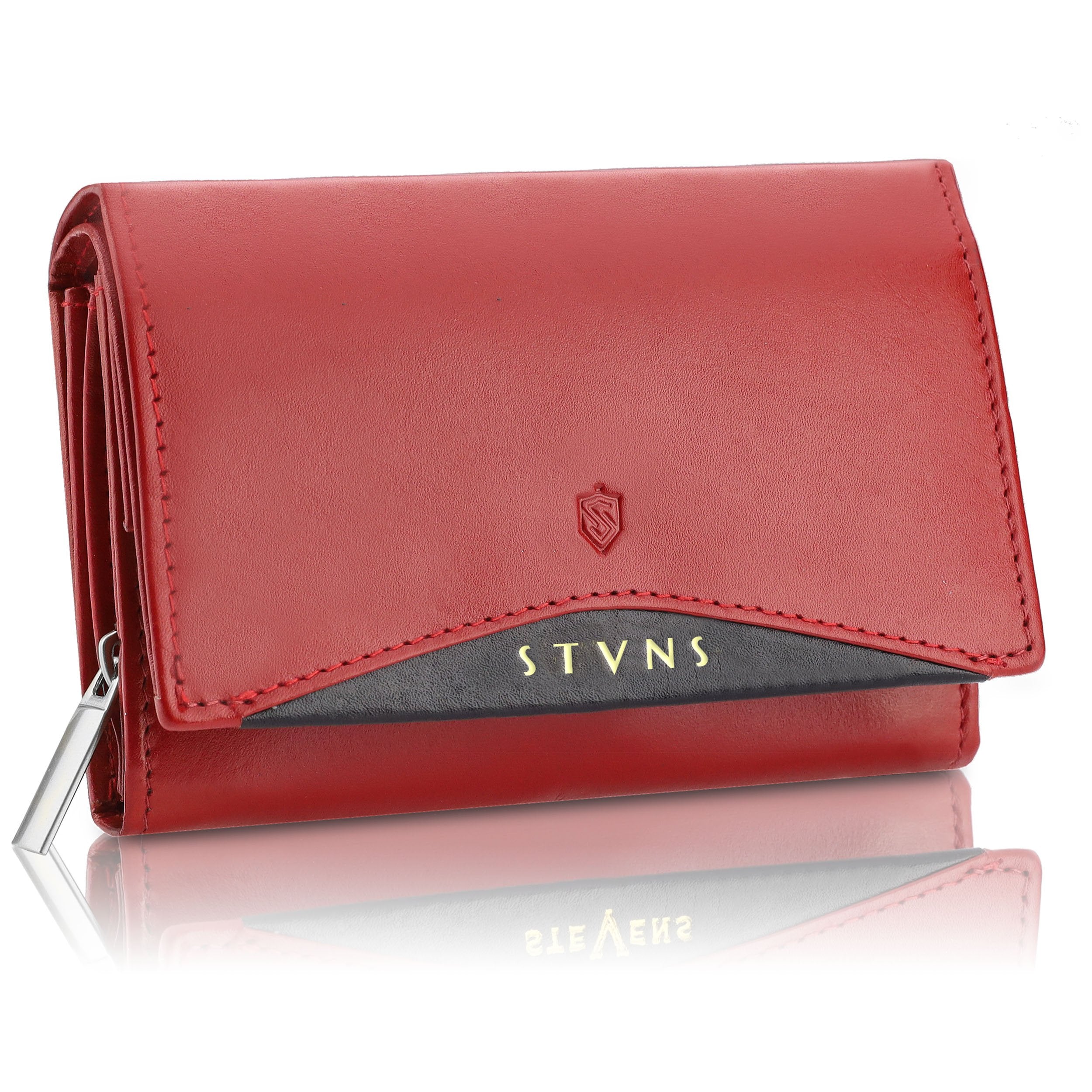 Sieviešu ādas maks STEVENS ar RFID Z02 / RB sarkanā krāsā D1876