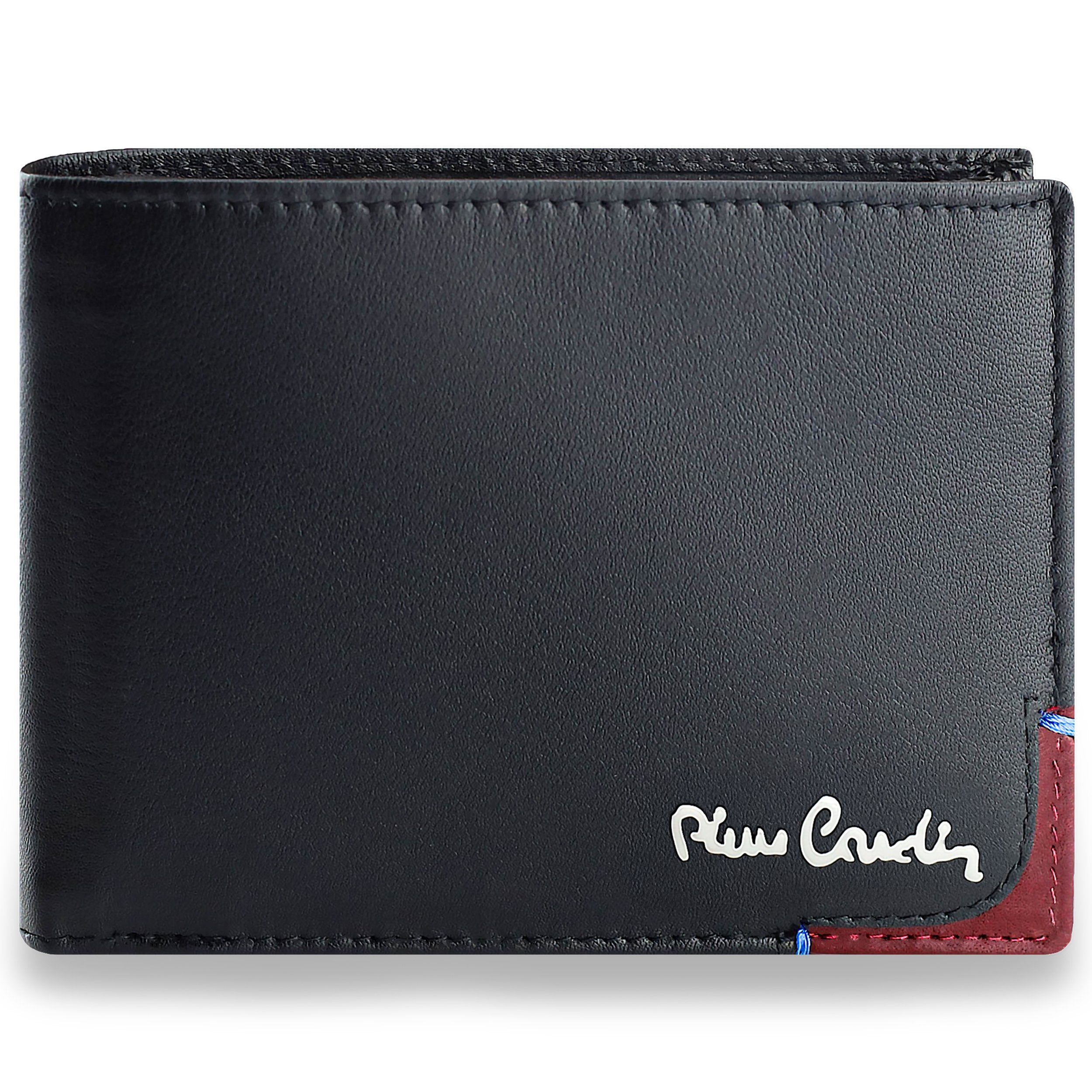 Vīriešu maks Pierre Cardin, melni sarkans, īsta āda, RFID aizsardzība 75TILAK