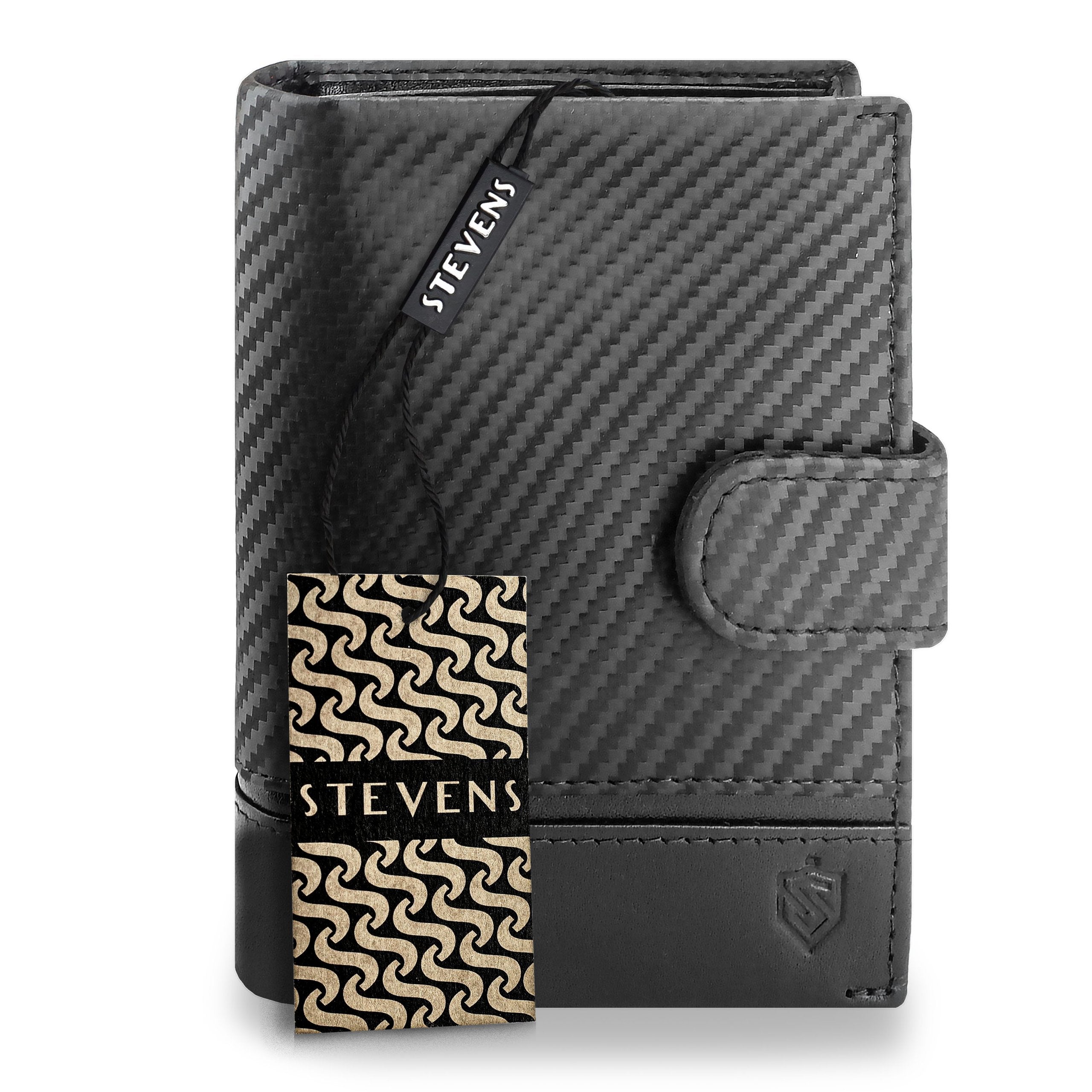 Vīriešu ādas maks Stevens Carbon, melns, ar RFID aizsardzību 02-326A-R