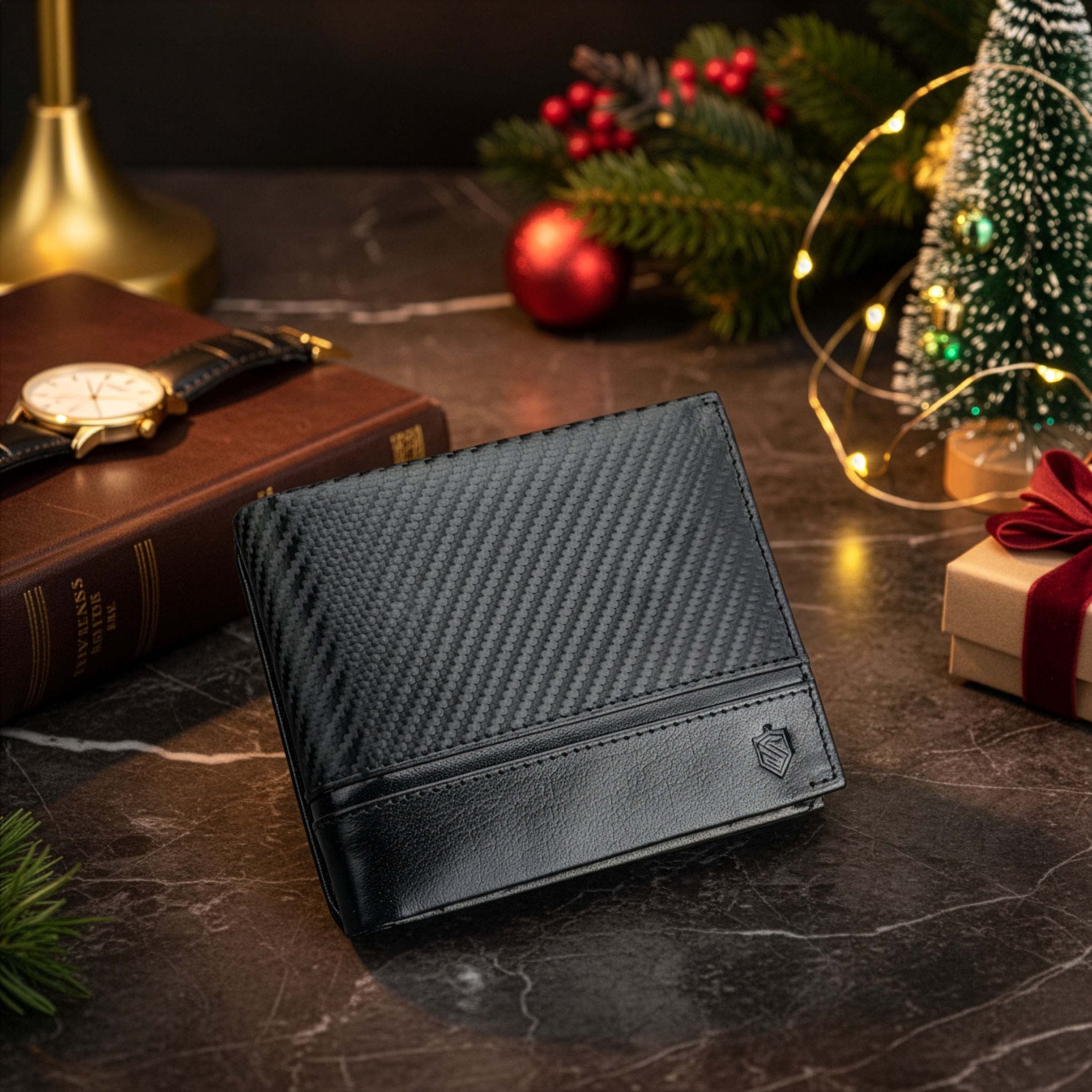 Vīriešu ādas maks Stevens, melns, ar RFID aizsardzību 02-325-R