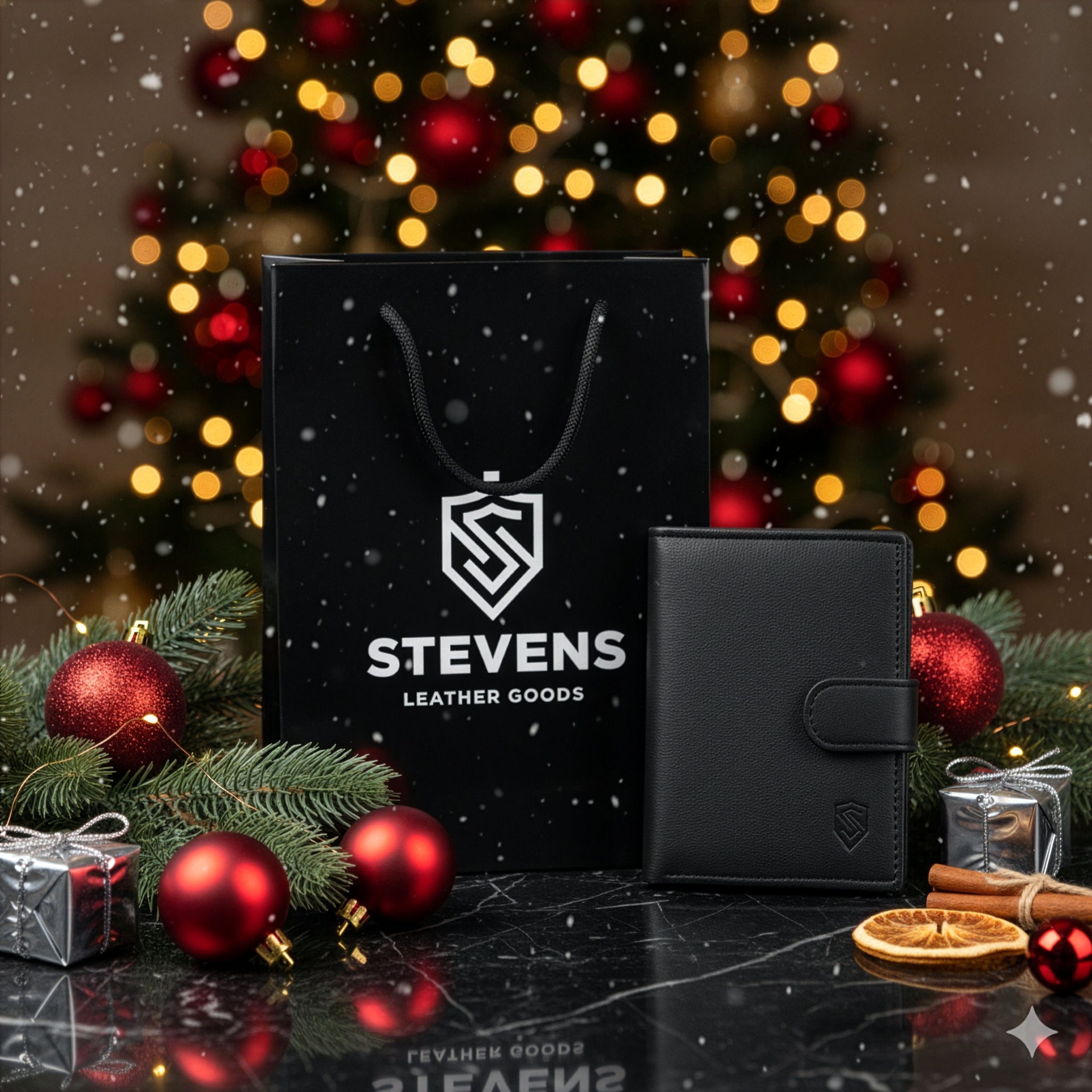 Vīriešu ādas maks STEVENS ar maisiņu, ar RFID aizsardzību 326A