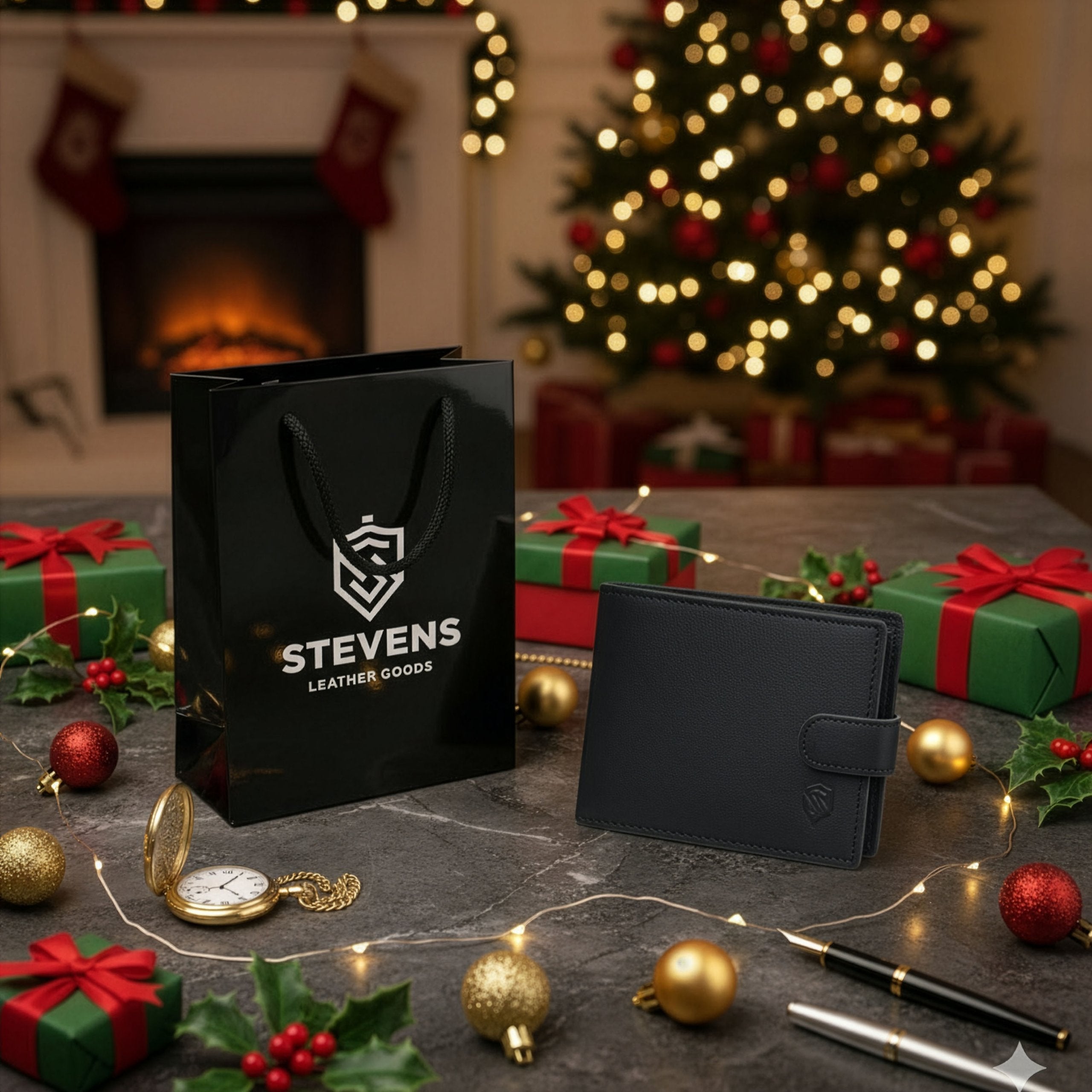 Vīriešu ādas maks Stevens ar RFID aizsardzību, melns PREMIUM W-325A