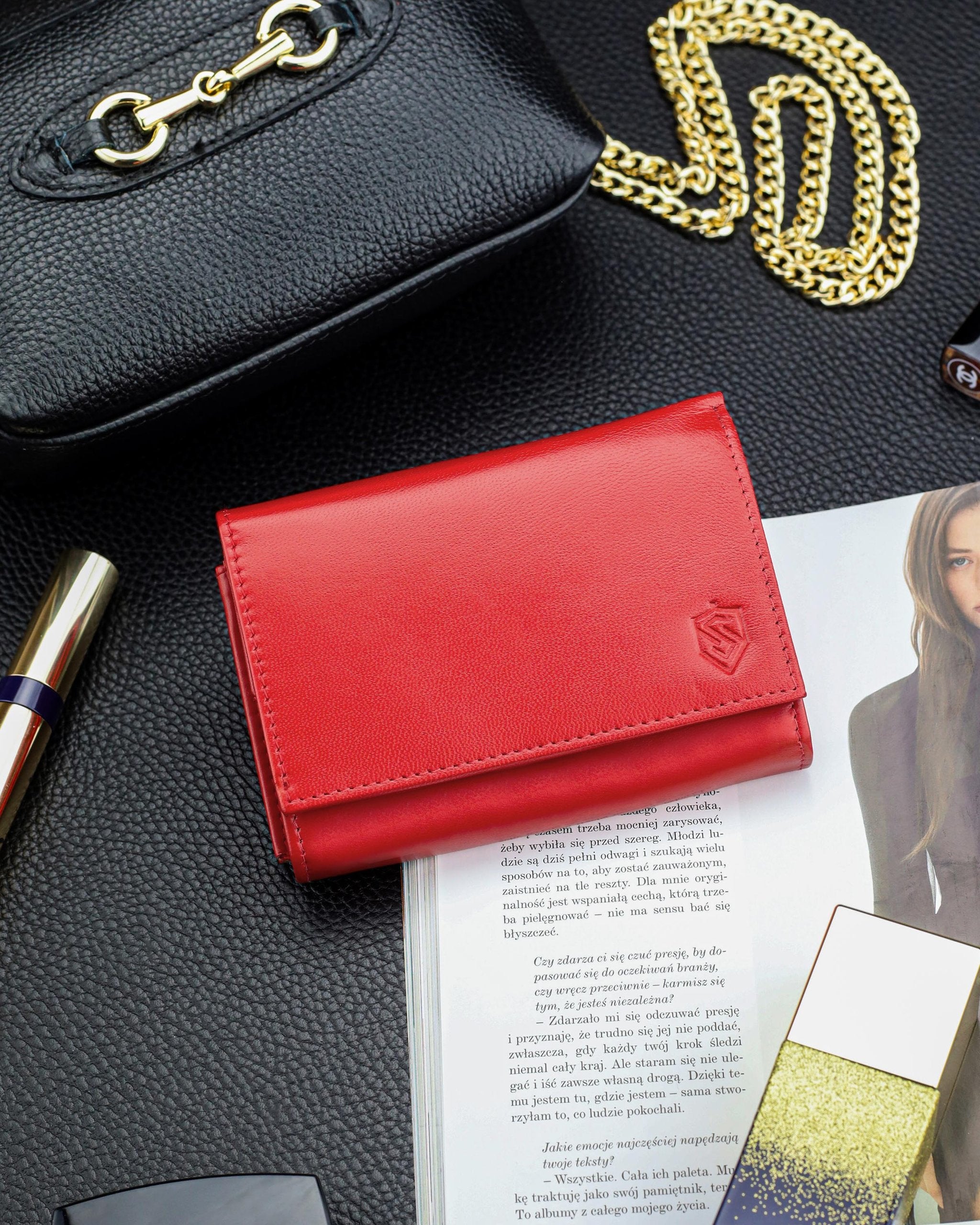 Sieviešu ādas maks Stevens P40, sarkans D1866