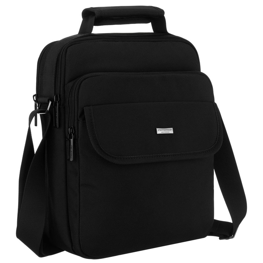 Peterson vīriešu divu nodalījumu melna "Cordura" plecu soma ar rāvējslēdzēju RP18