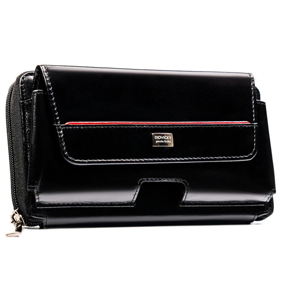 Īstas ādas vīriešu maks Rovicky, melns/sarkans 043-NBAR