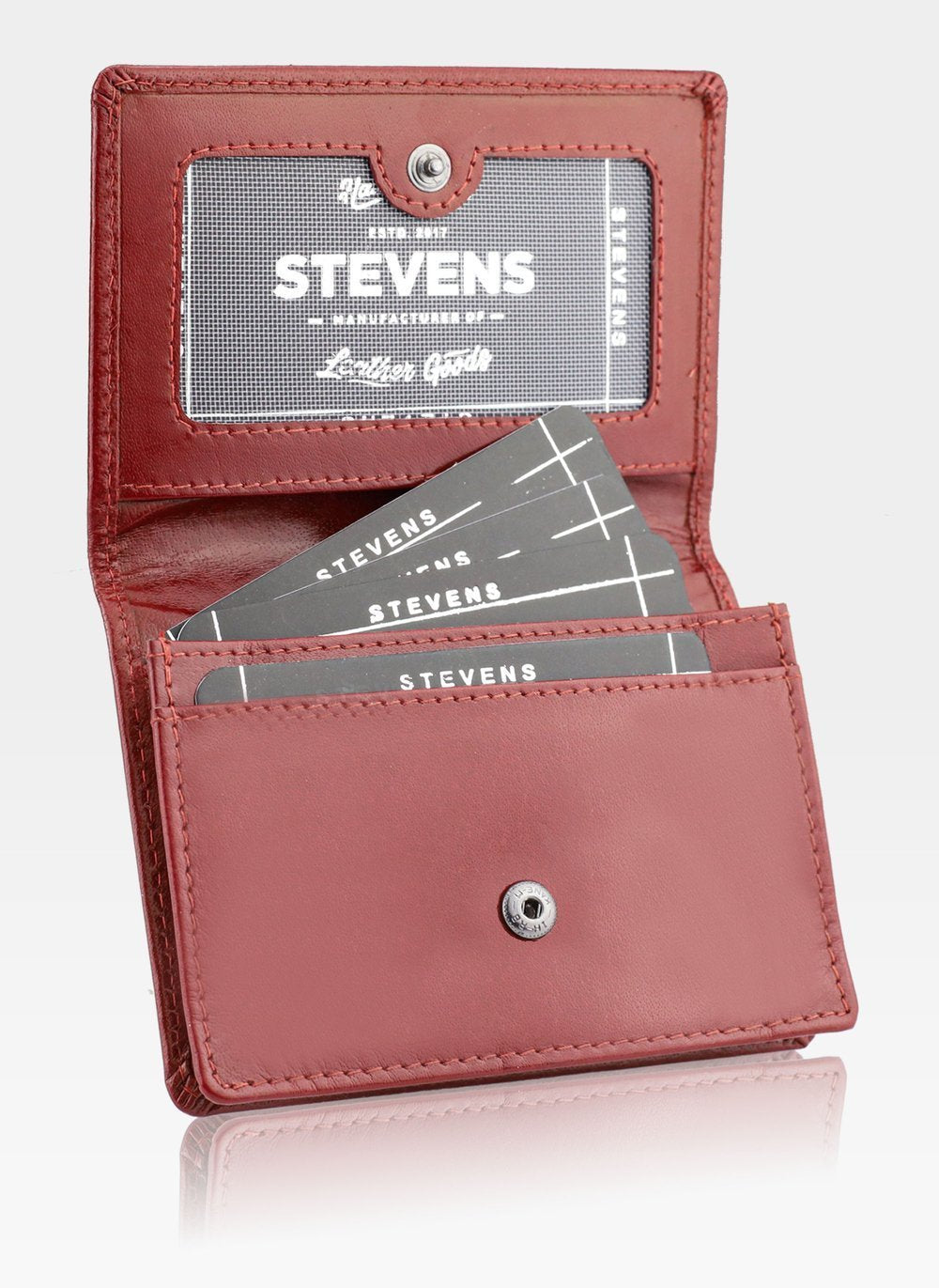 Ādas vizītkaršu maciņš STEVENS, sarkans