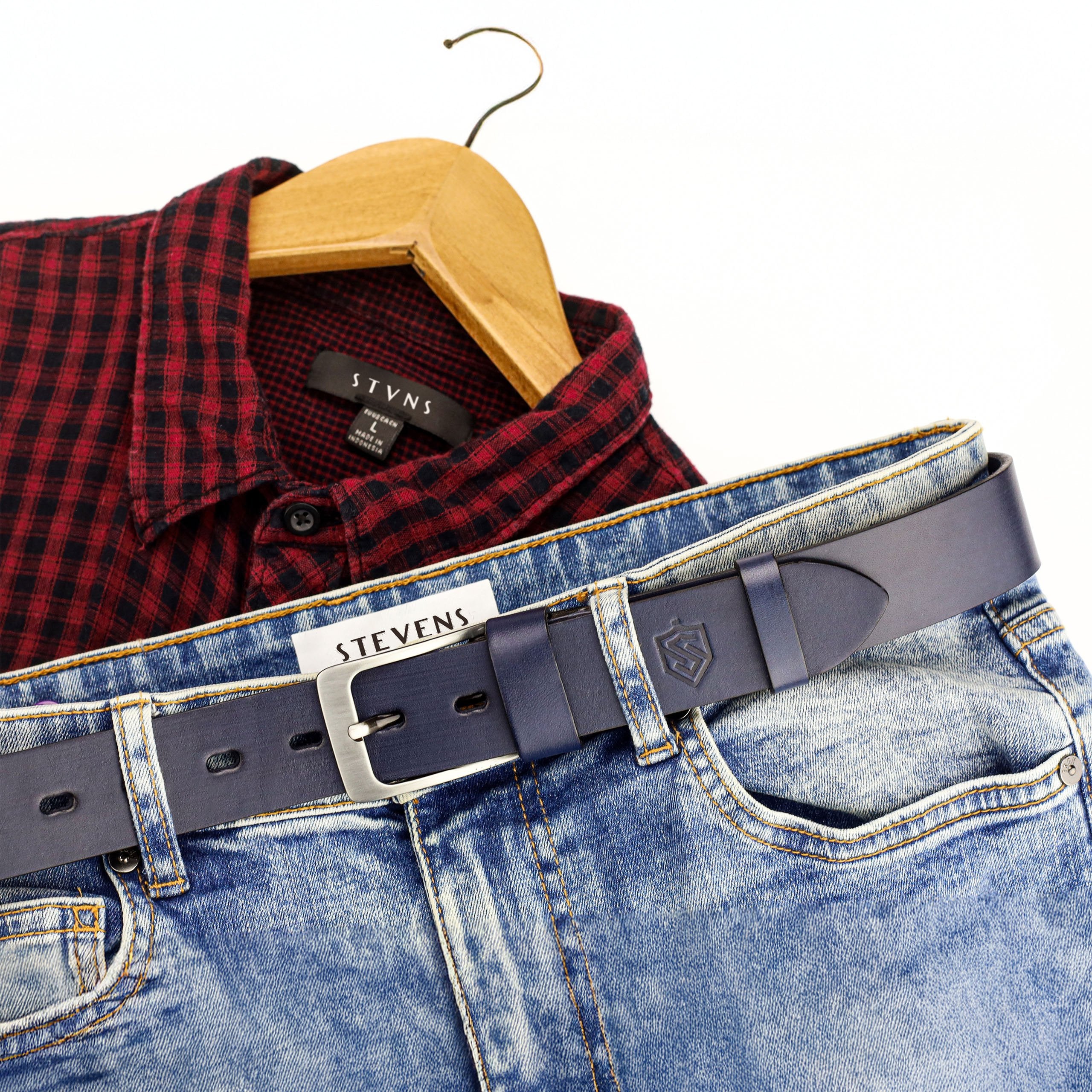 Īstas ādas josta Stevens, zila