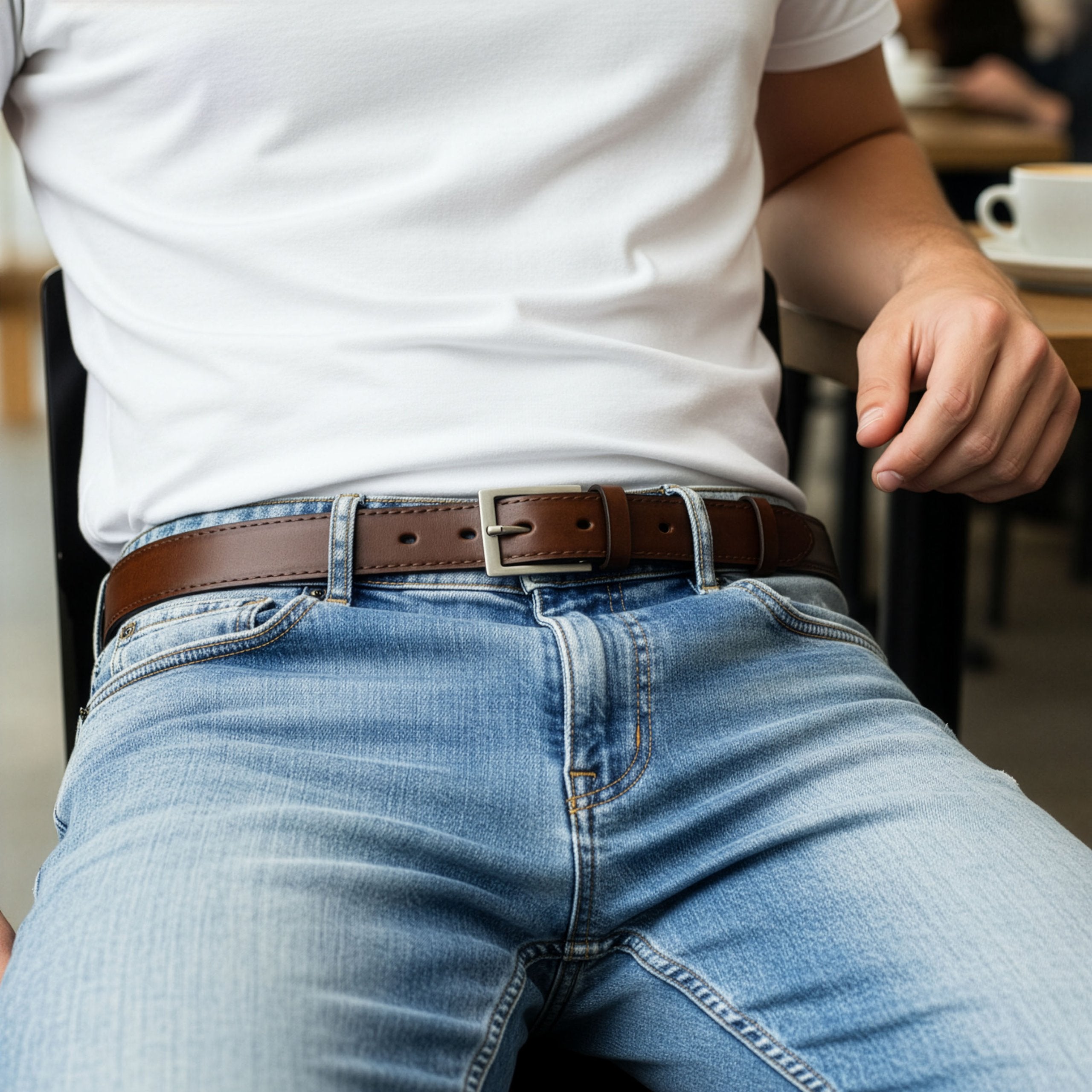 Vīriešu ādas josta Stevens, brūna D24