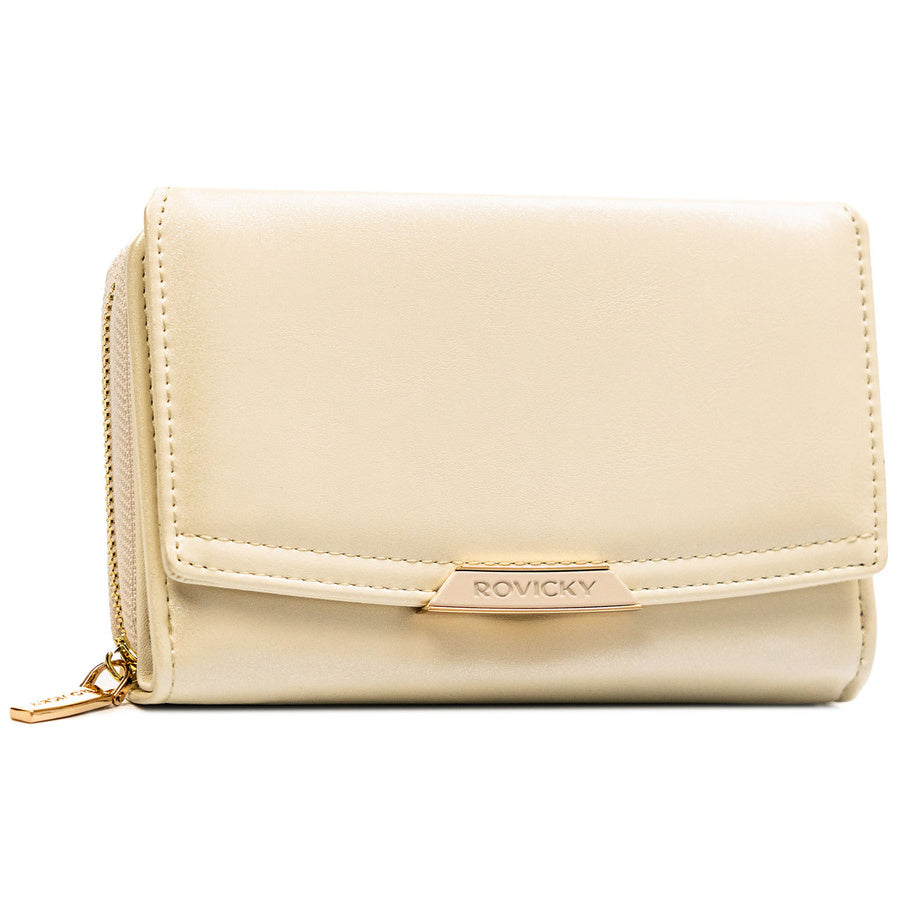 Rovicky moteriška vidutinio dydžio smėlio spalvos ekologiškos odos piniginė, talpinanti automobilio registracijos liudijimą ST64