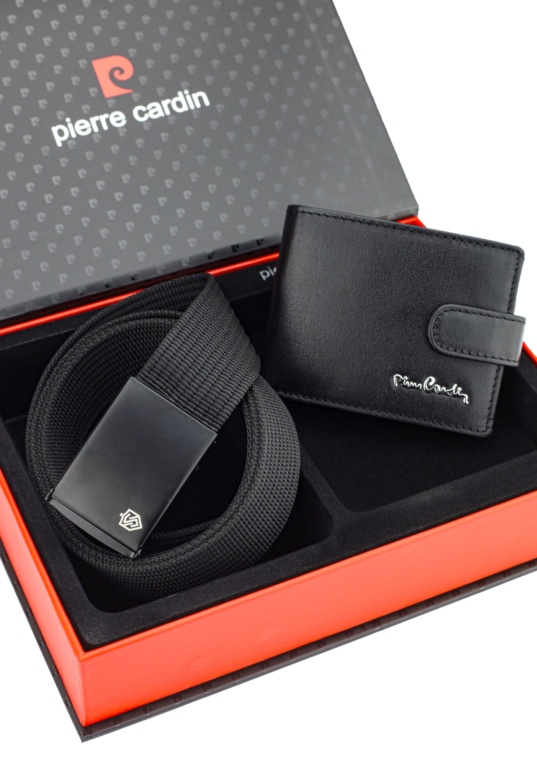 Dāvanu komplekts vīriešiem: Pierre Cardin RFID ādas maks un Stevens josta A6088206 N524