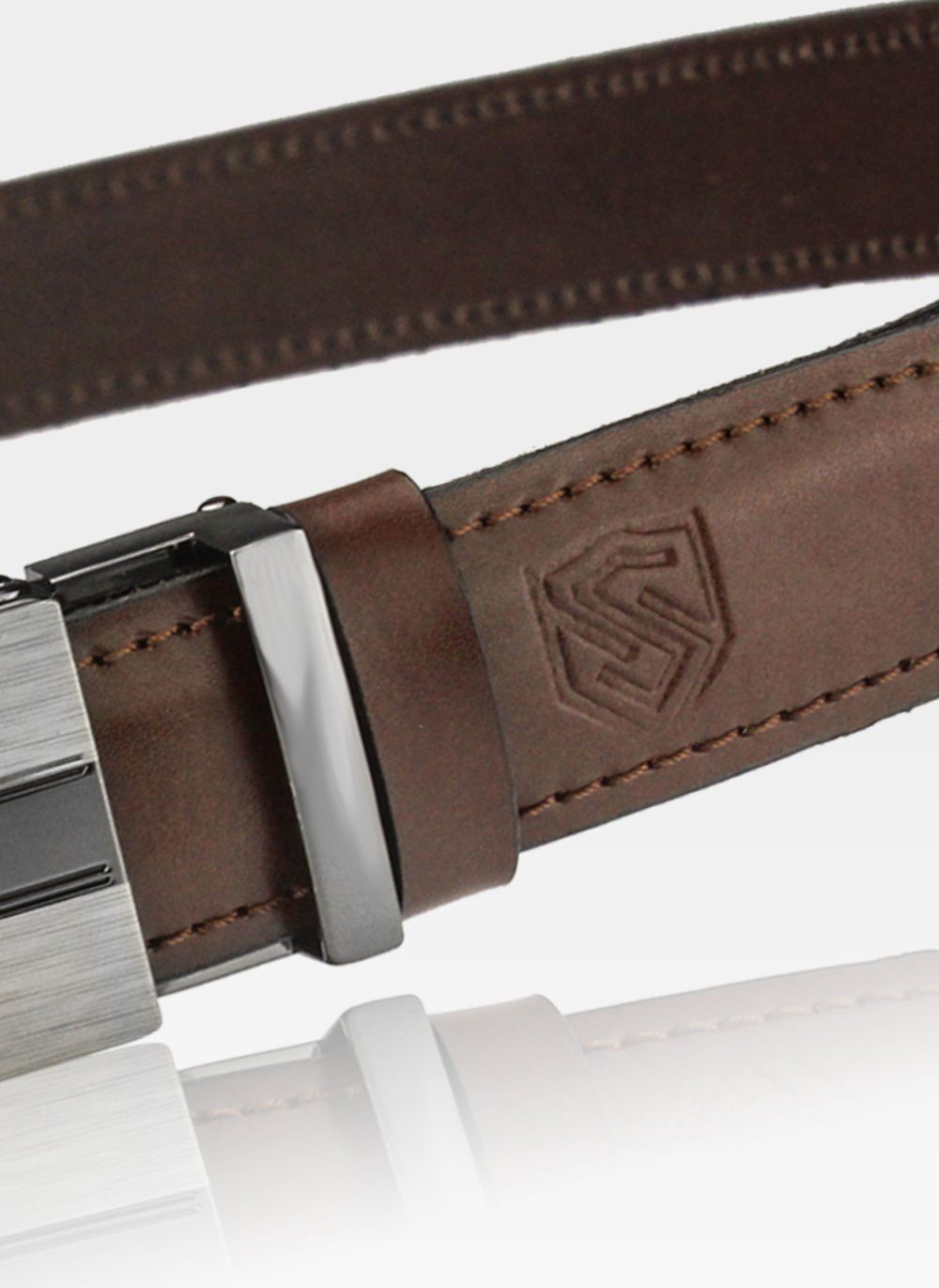 Vīriešu ādas josta Stevens ar automātisko sprādzi, brūna D29