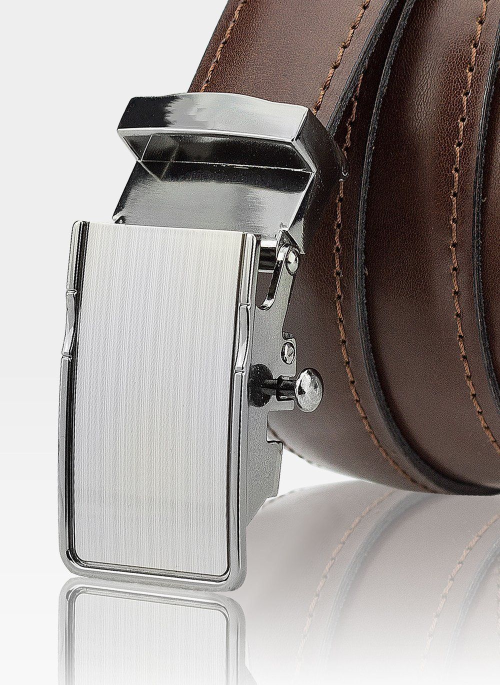 Vīriešu ādas josta Stevens ar automātisko sprādzi, brūna D32