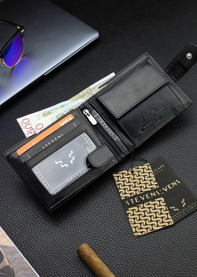 Vīriešu īstas ādas maks Stevens Z05-325A, melns N391