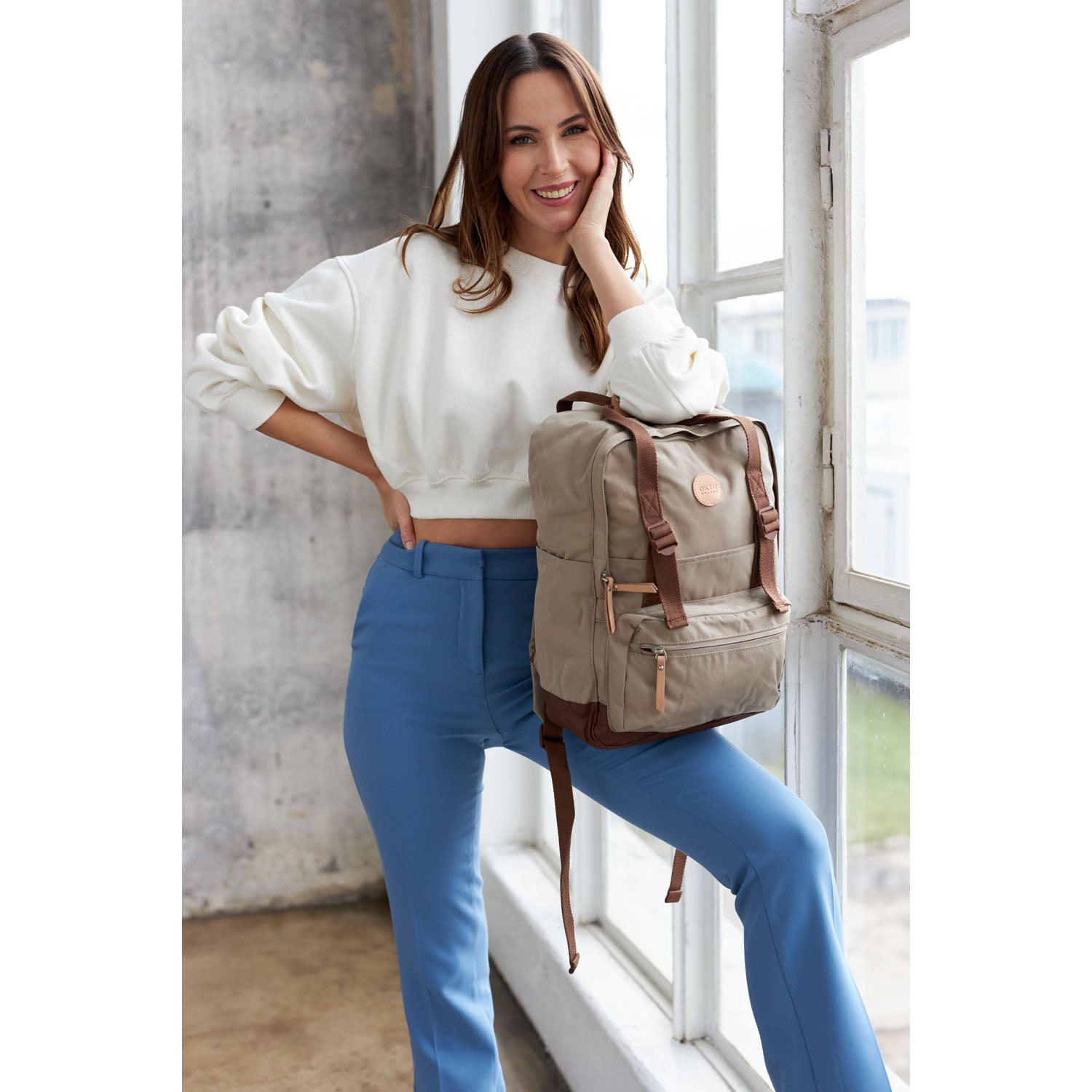 Himawari pilsētas mugursoma, bēši brūna