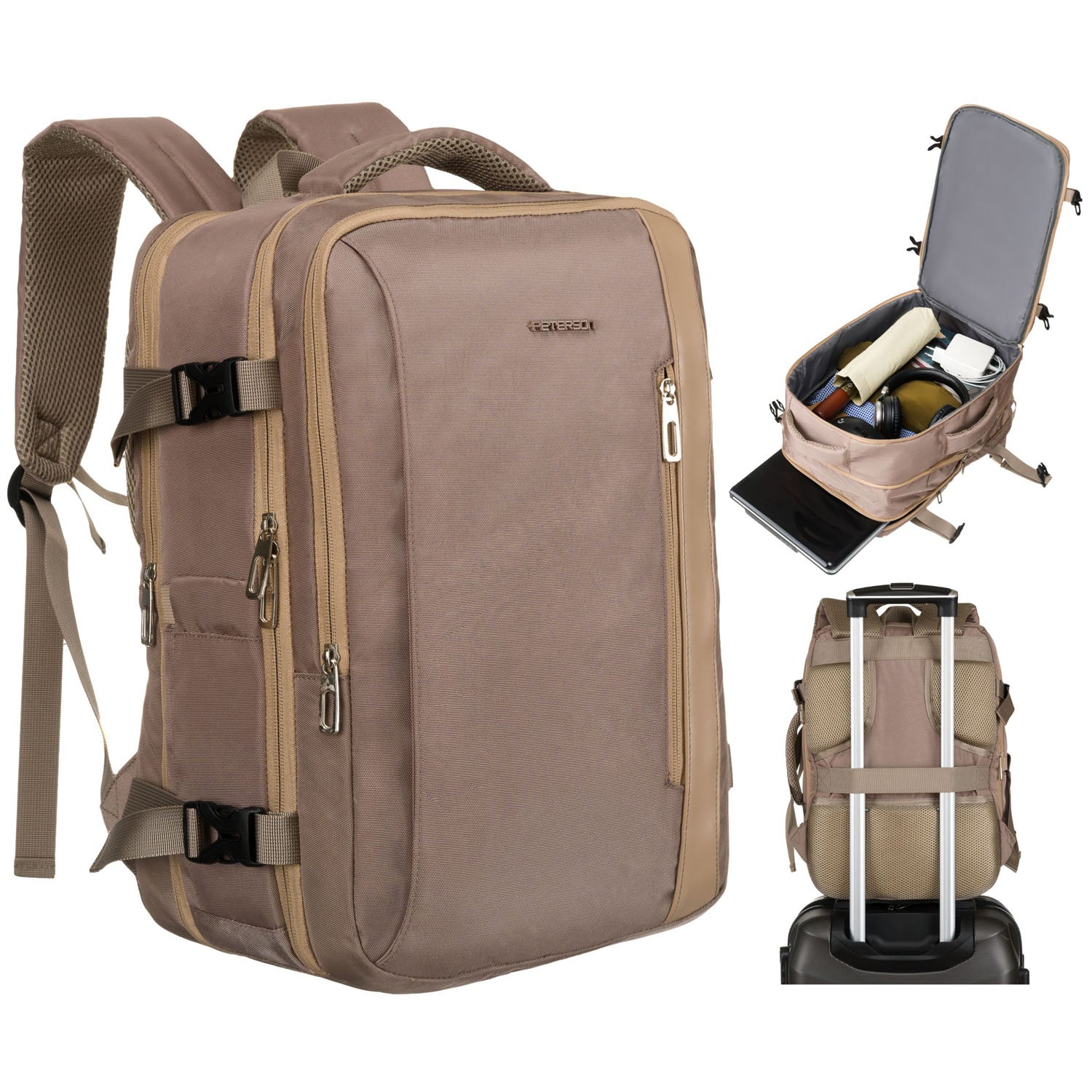 Vidēja izmēra sieviešu mugursoma Peterson, bēša