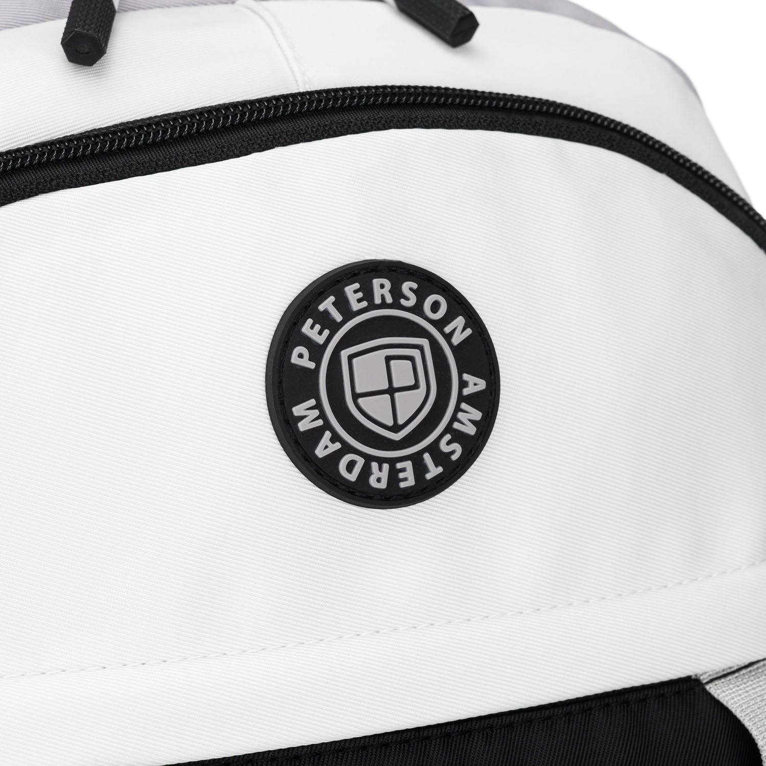 Vidēja izmēra unisex mugursoma Peterson, balta un melna