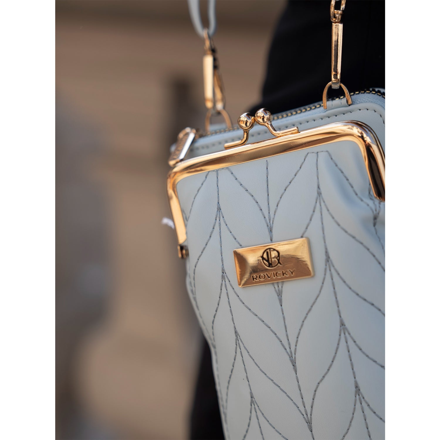 Sieviešu maza ādas Rovicky rokassoma, zila A0173