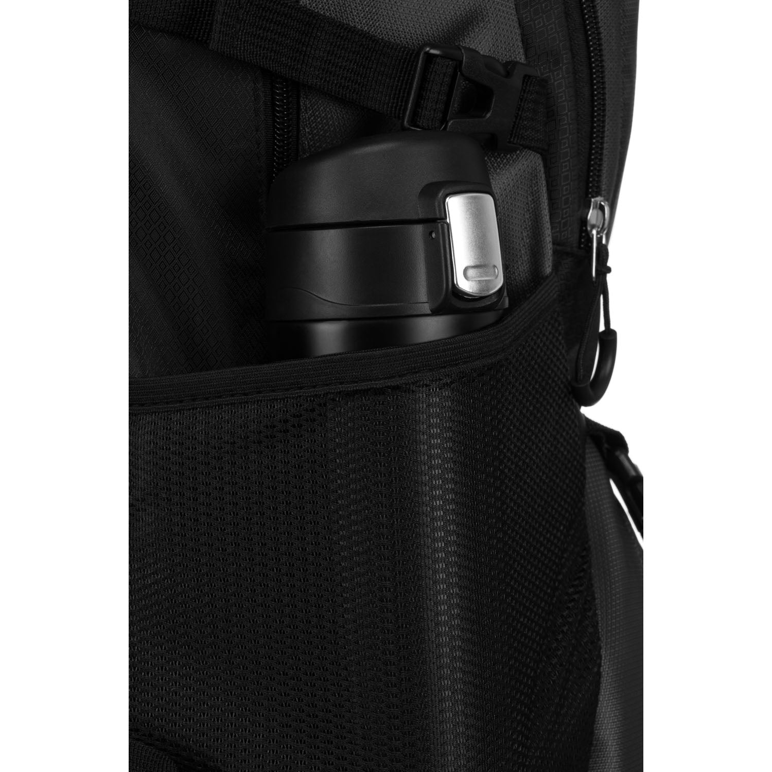 Tūristu poliestera mugursoma, melni pelēka N399