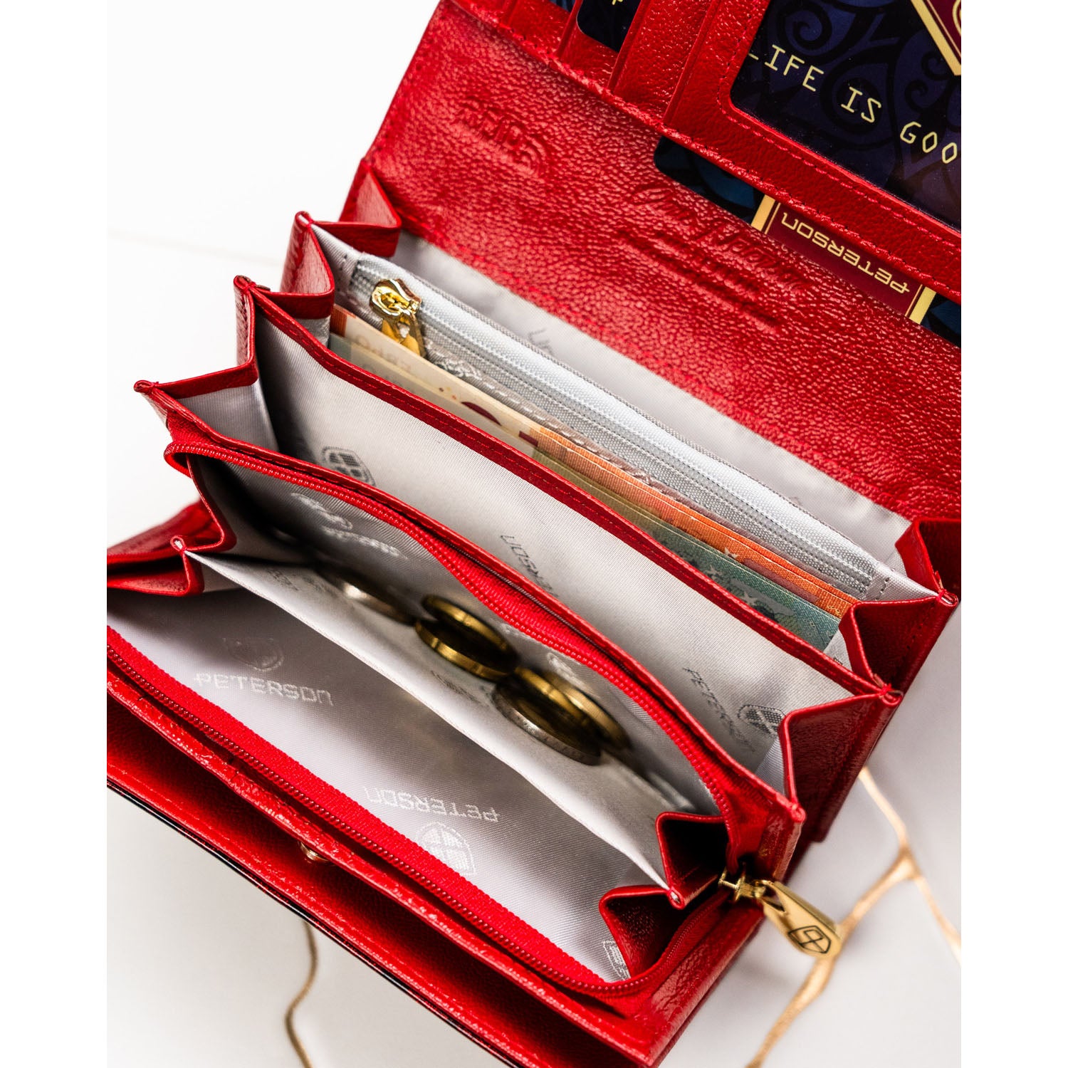 Vidēja izmēra sieviešu maks Peterson, sarkans PT62