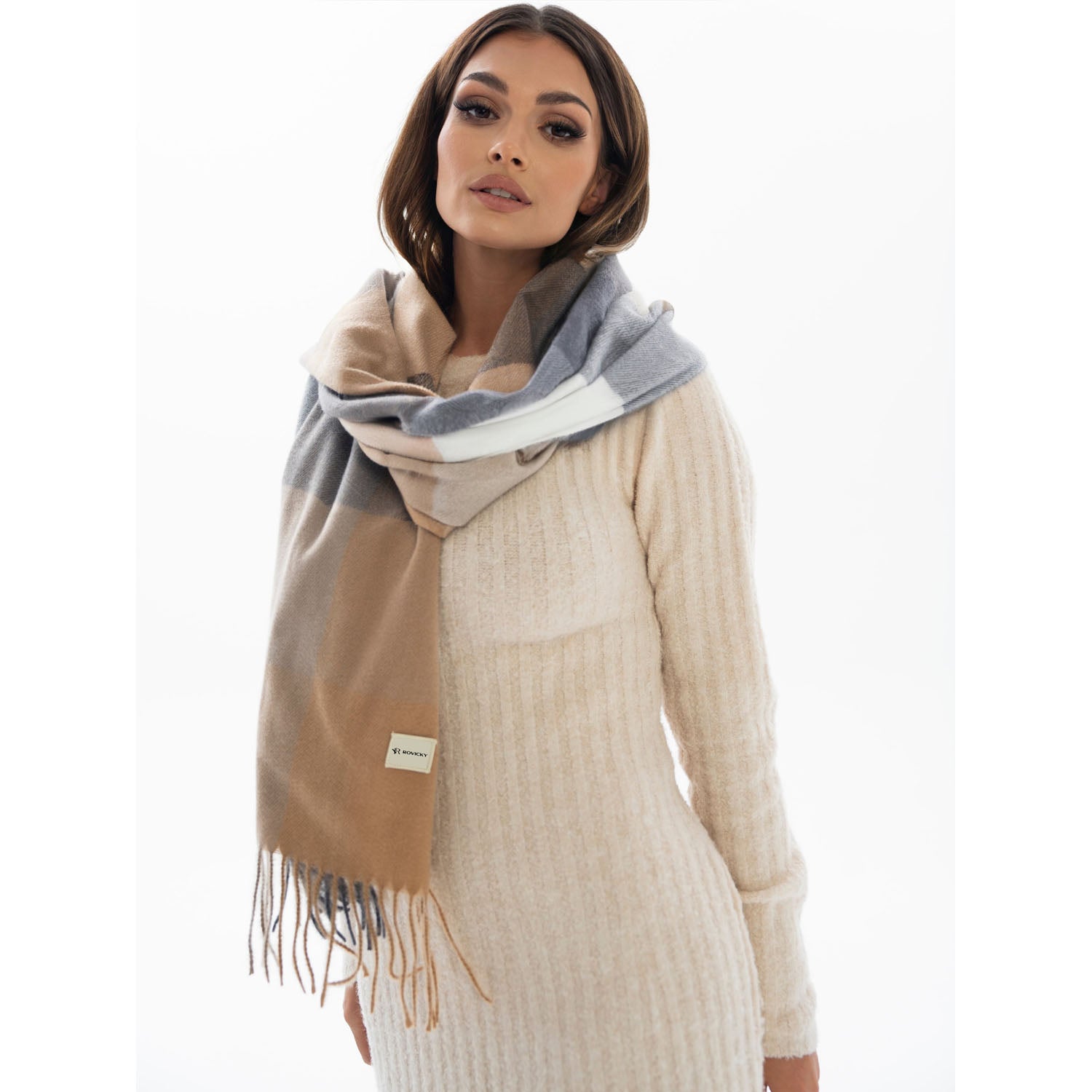 Liela šalle sievietēm Rovicky, khaki krāsā S20