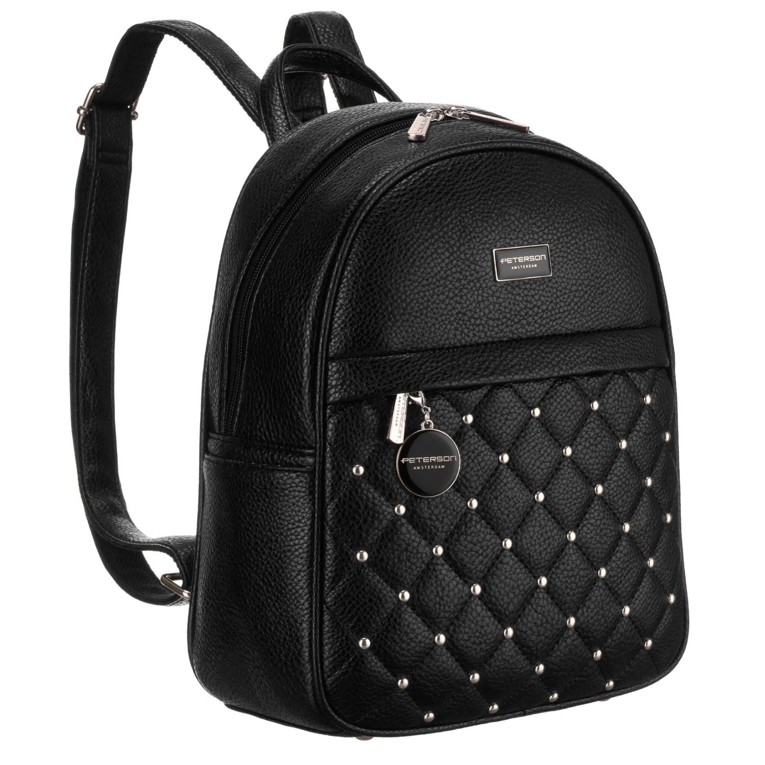 Sieviešu maza eko ādas mugursoma Peterson, melna P01.