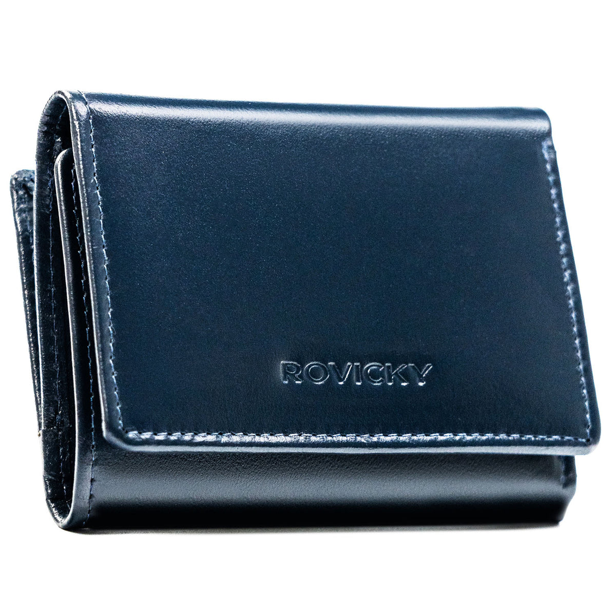 Moteriška odinė tamsiai mėlyna RFID piniginė Rovicky H72