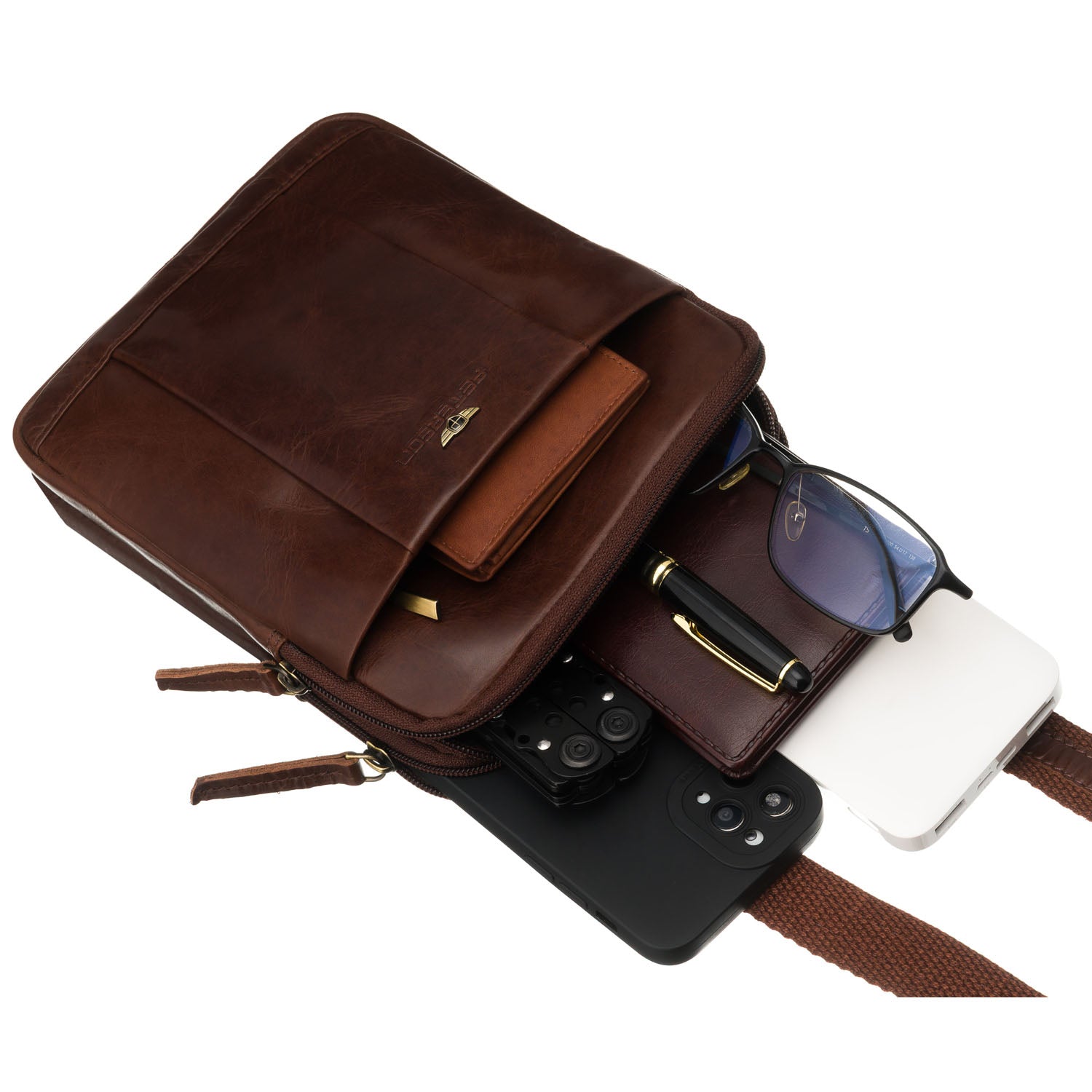 Vidēja izmēra vīriešu rokassoma Peterson, brūna 6804