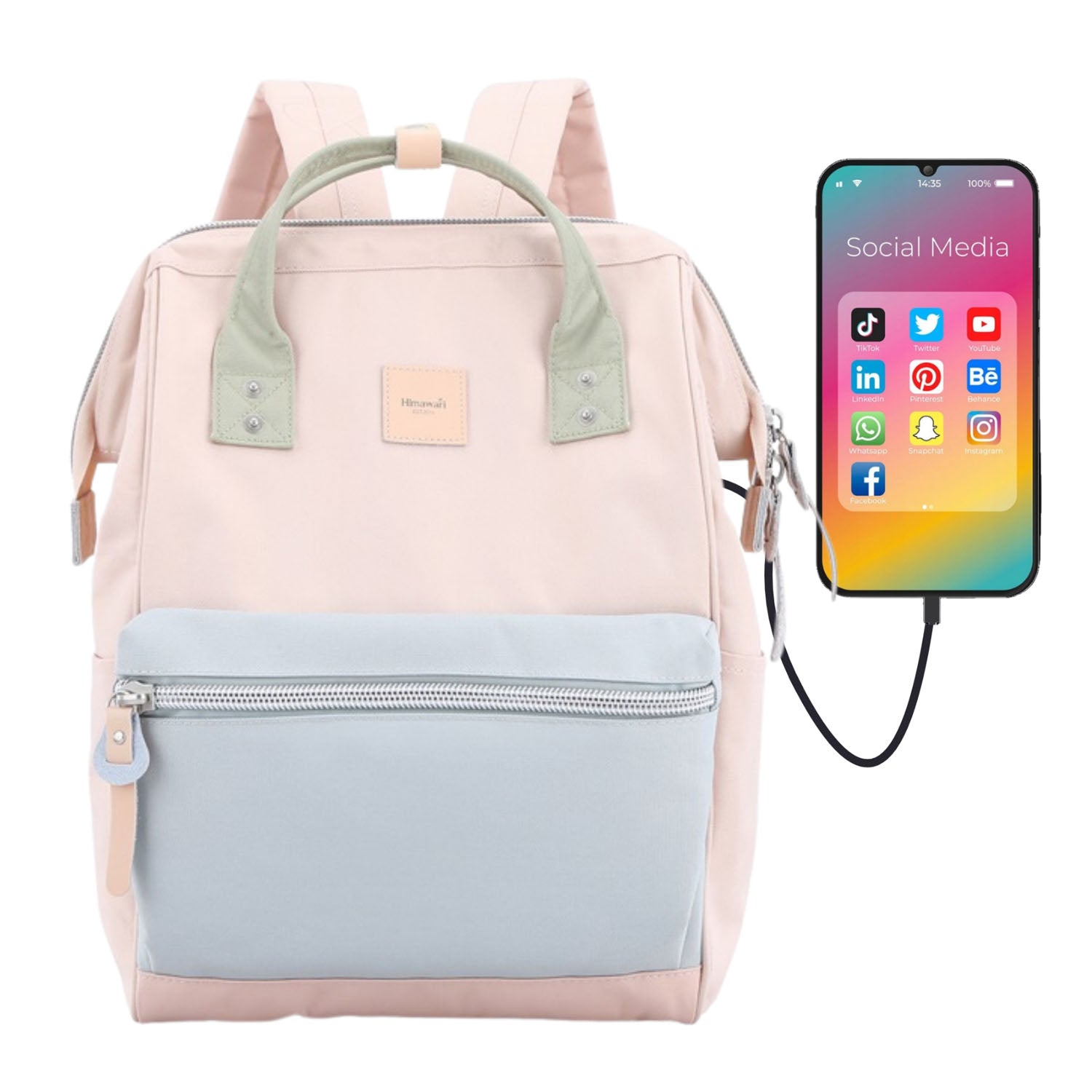 Sieviešu mugursoma Himawari, rozā un zila N404