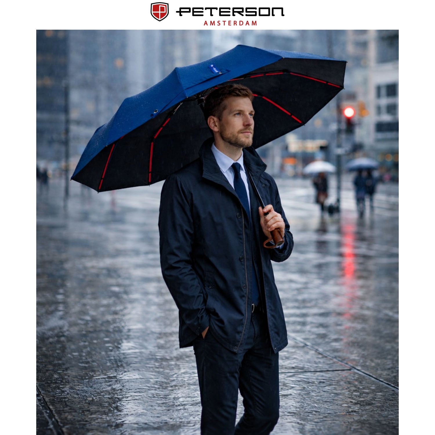 Liels Peterson lietussargs, zils G11