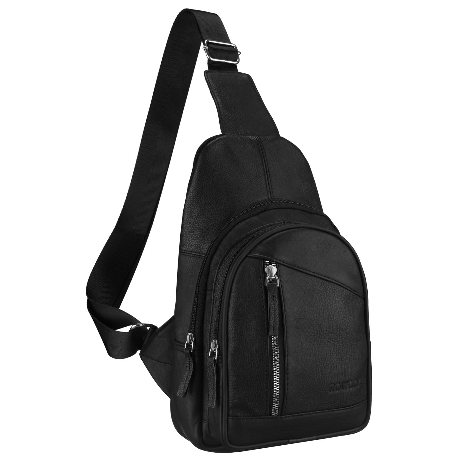 Vīriešu ādas plecu mugursoma Rovicky, melna AX12