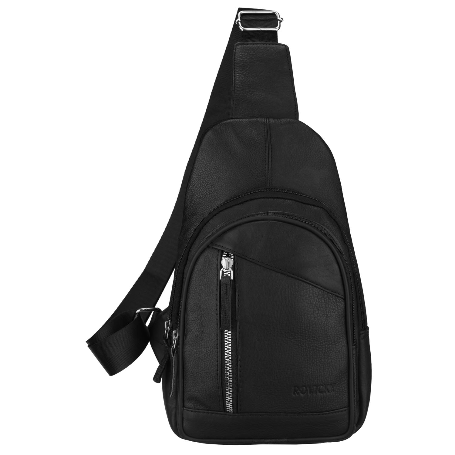 Vīriešu ādas plecu mugursoma Rovicky, melna AX12