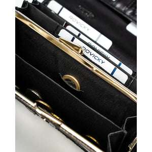Moteriška juoda odinė piniginė Rovicky K72