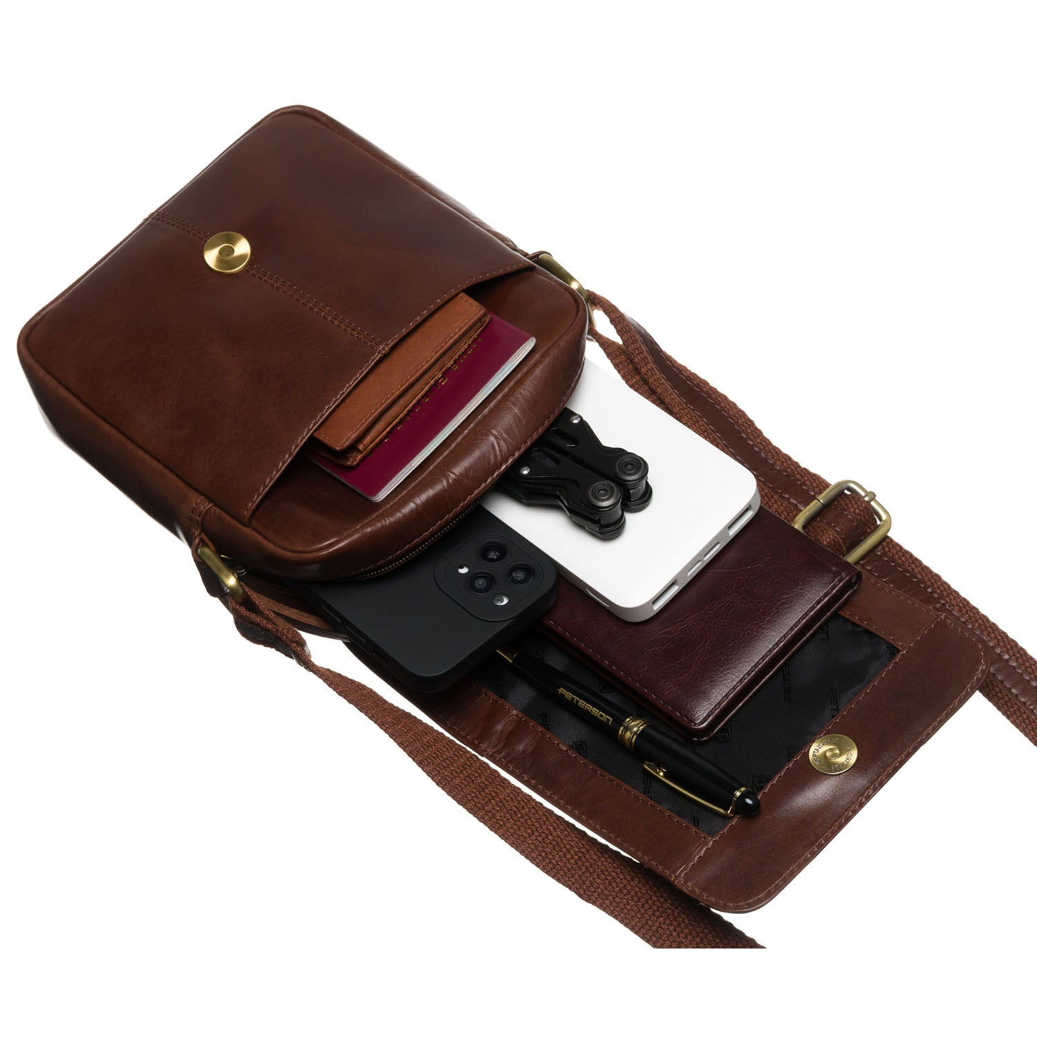 Liela vīriešu rokassoma Peterson, brūna 6903