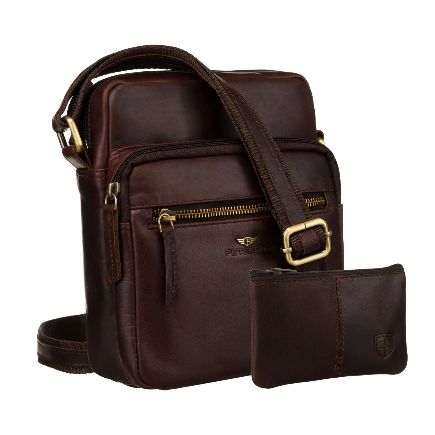 Vidēja izmēra vīriešu rokassoma Peterson, brūna 6743