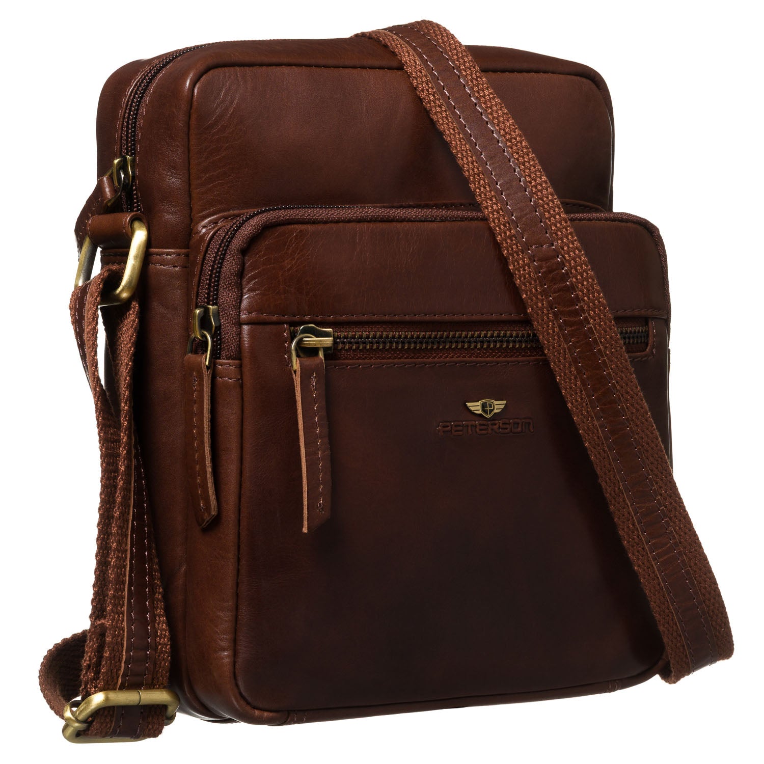 Vidēja izmēra vīriešu rokassoma Peterson, brūna 6743