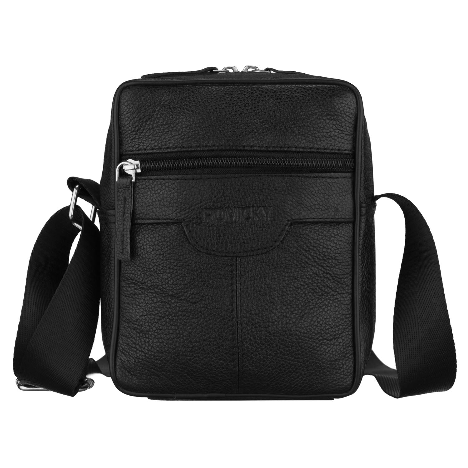 Maza vīriešu ādas plecu soma Rovicky, melna AX14