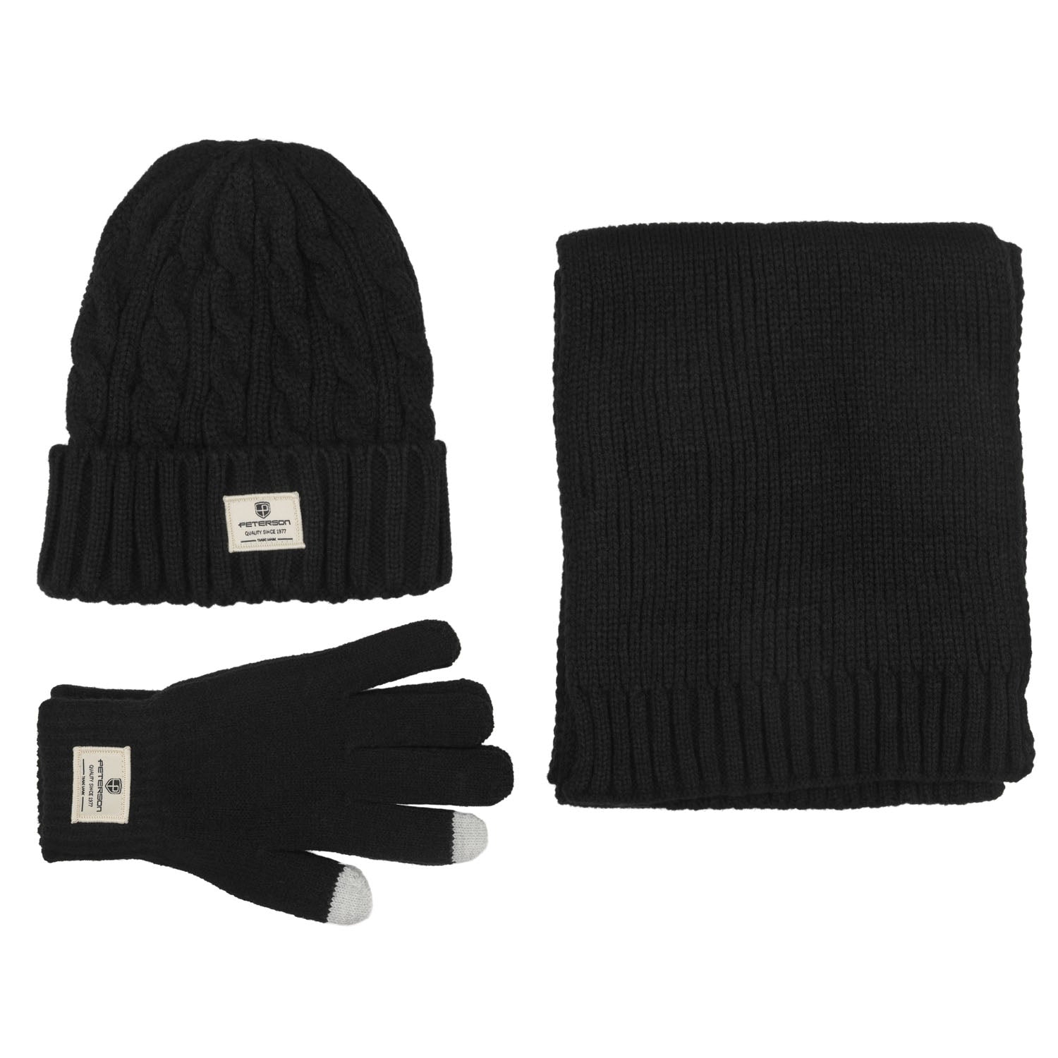 Cepure, cimdi un šalle sievietēm Peterson, melnā krāsā S11