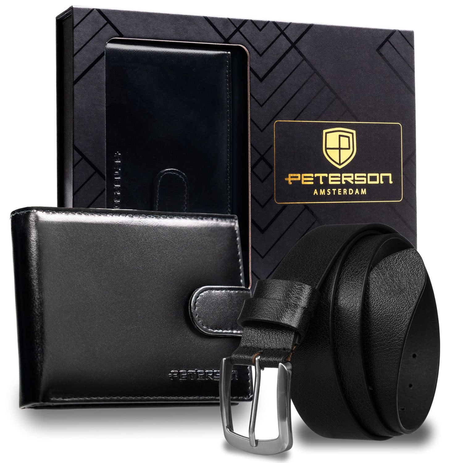 Dovanų rinkinys vyrams: piniginė su diržu Peterson N992L-TW